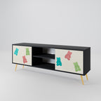 GUMMY BEARS Móvel de TV com 2 Portas em Acabamento Preto