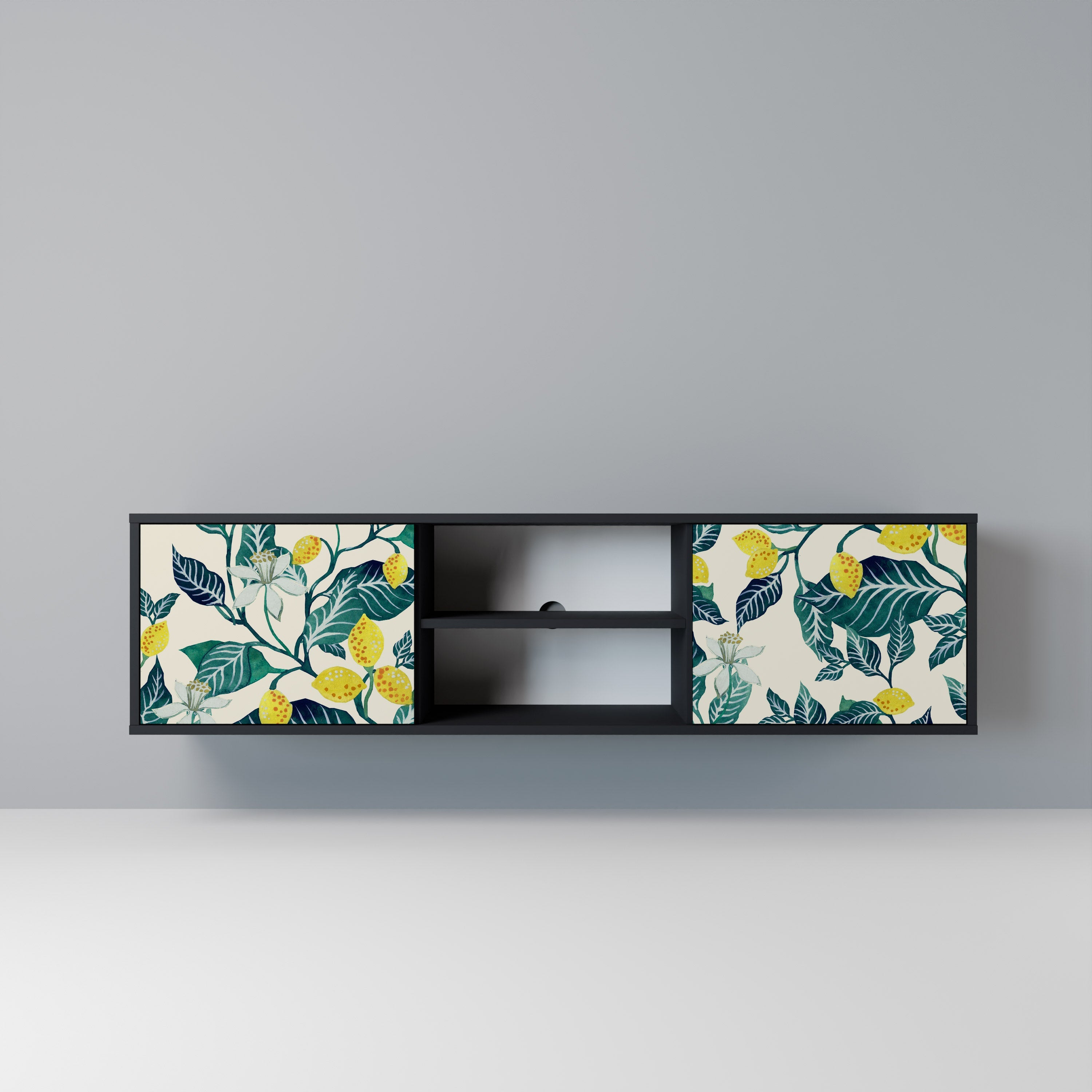 LEMON TREE Móvel de TV com 2 Portas em Acabamento Preto