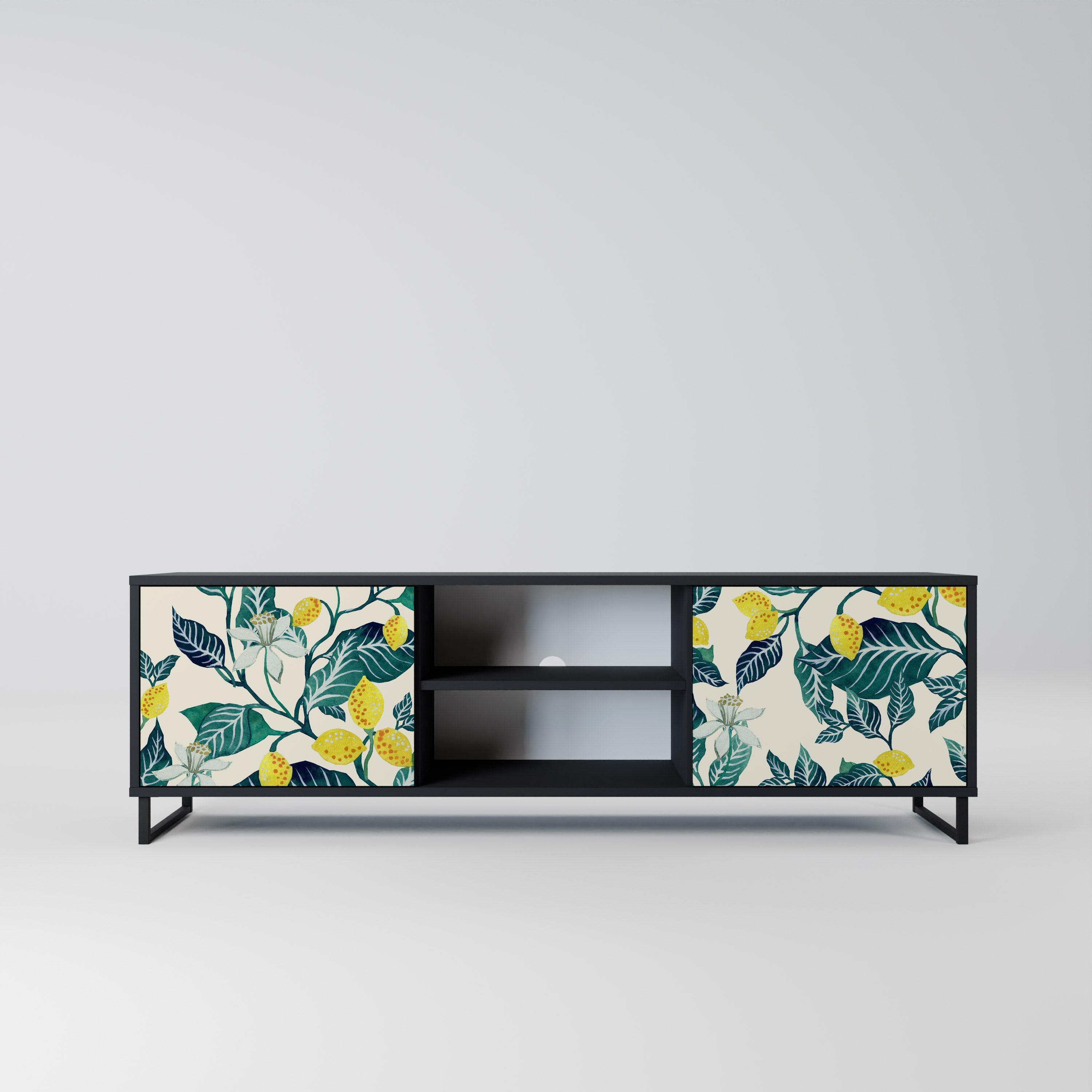 LEMON TREE Móvel de TV com 2 Portas em Acabamento Preto