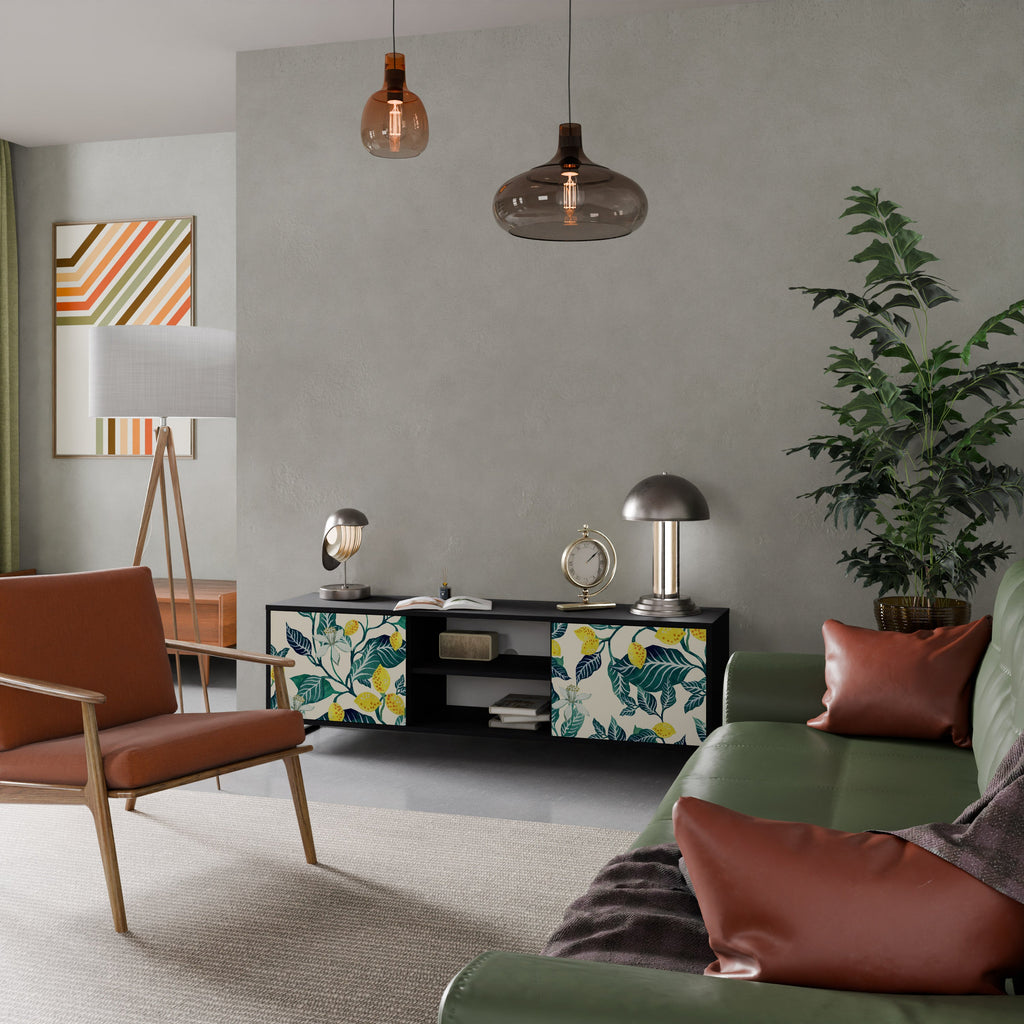 LEMON TREE Móvel de TV com 2 Portas em Acabamento Preto