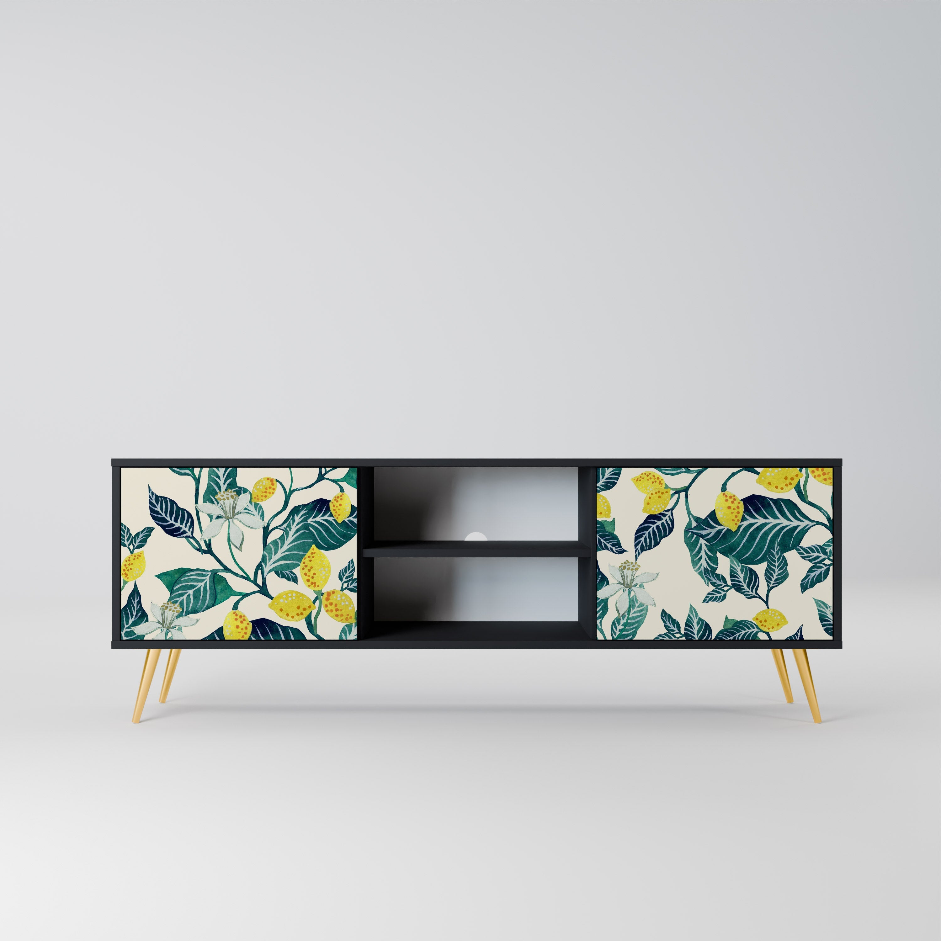 LEMON TREE Móvel de TV com 2 Portas em Acabamento Preto