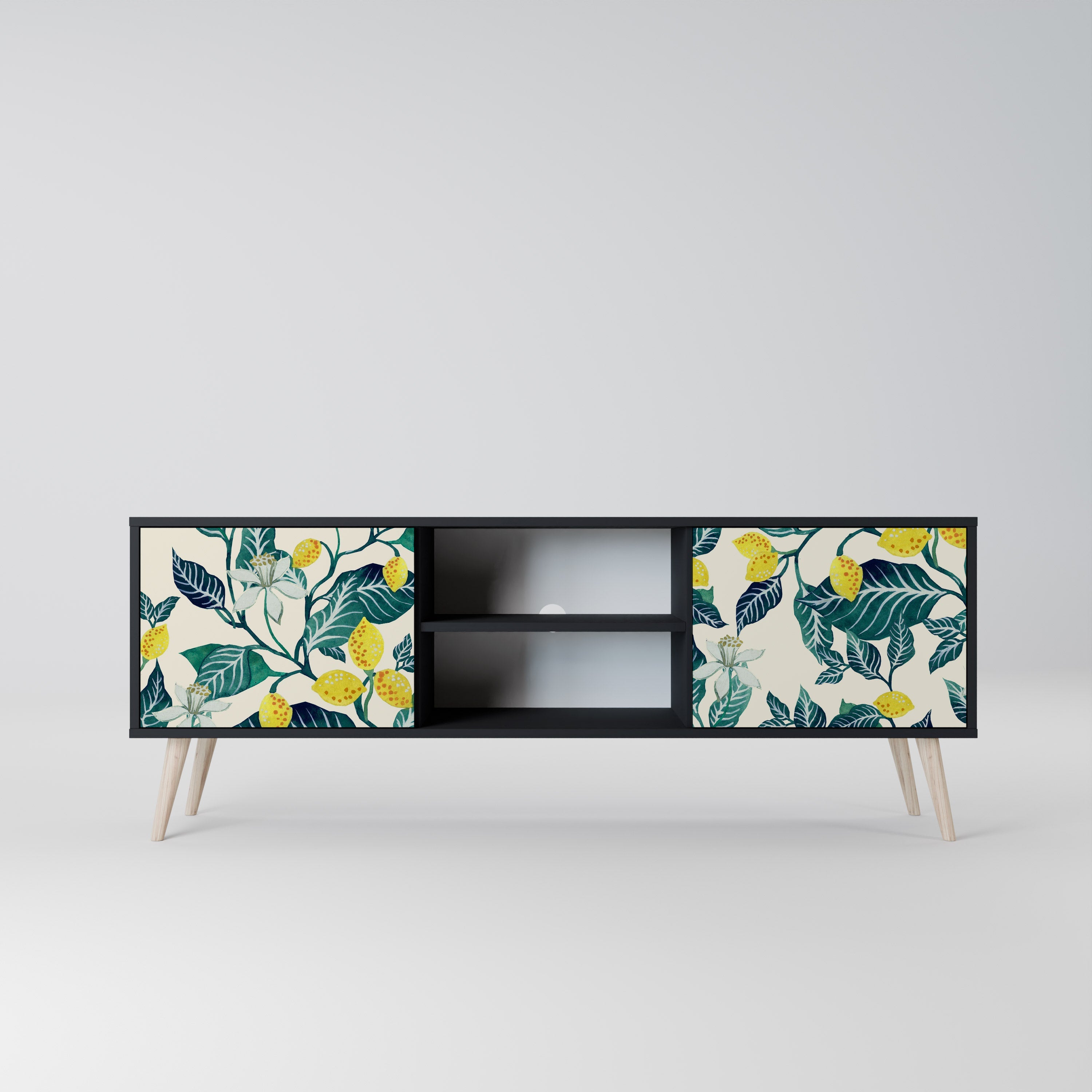 LEMON TREE Móvel de TV com 2 Portas em Acabamento Preto