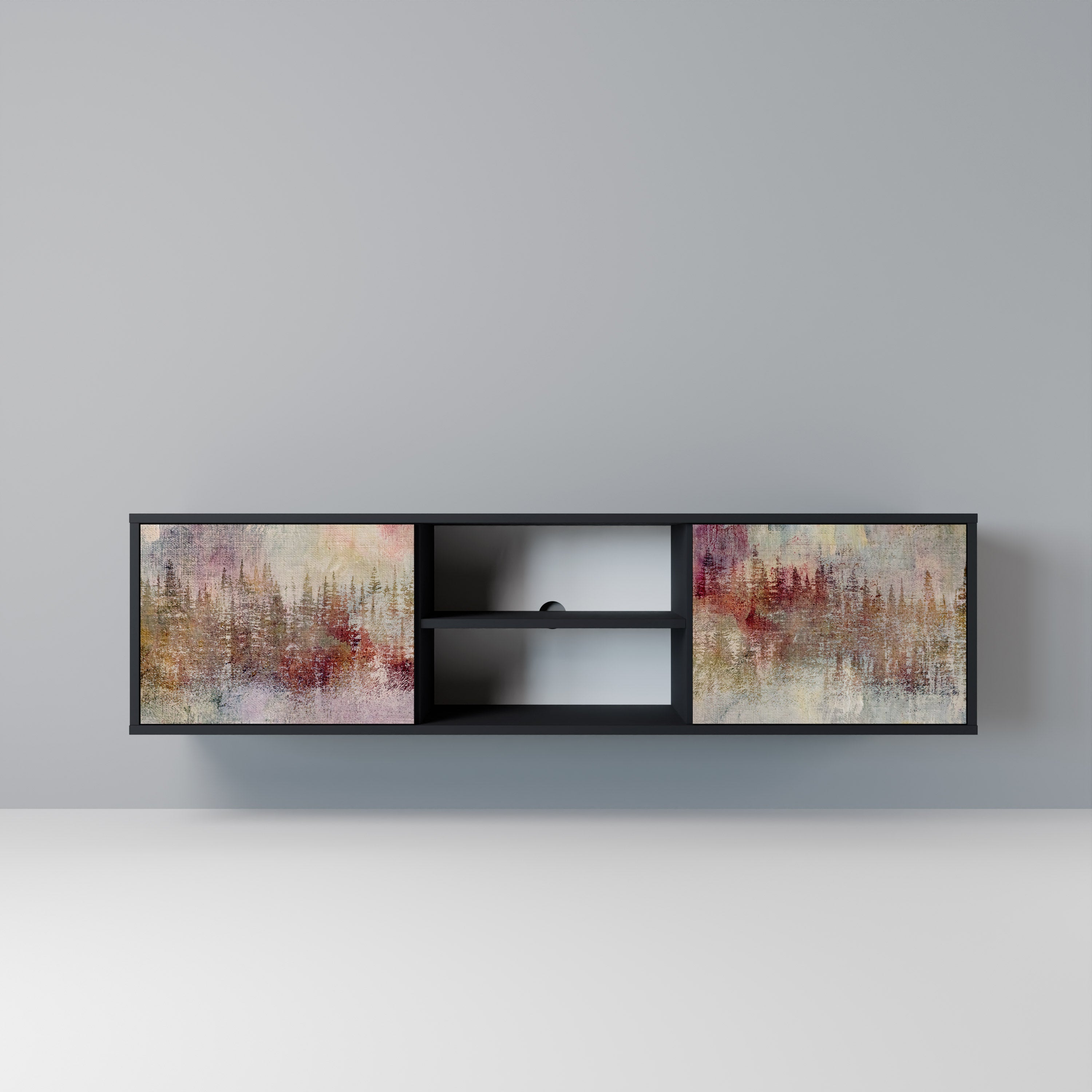 VEILED SUMMIT Móvel de TV com 2 Portas em Acabamento Preto