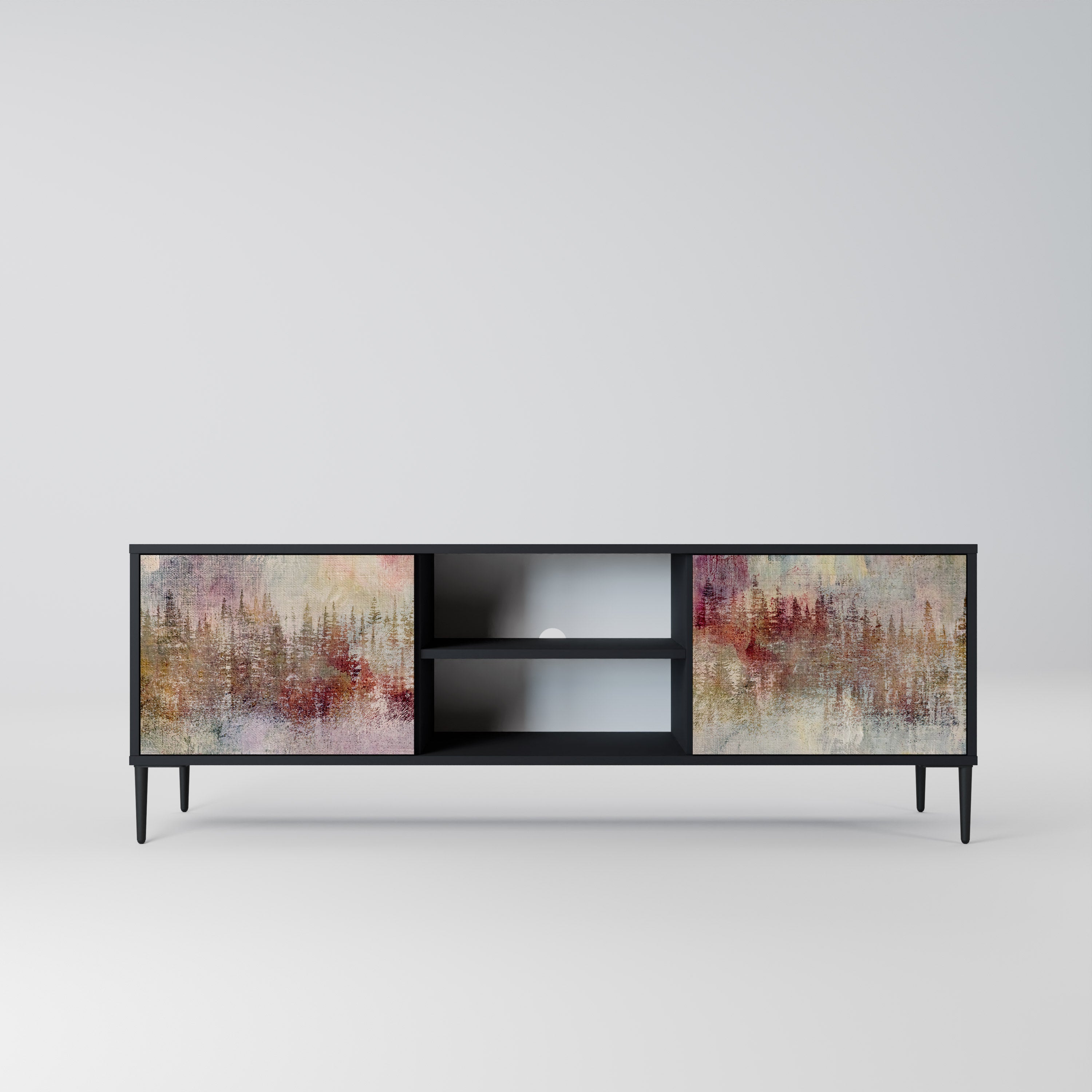 VEILED SUMMIT Móvel de TV com 2 Portas em Acabamento Preto