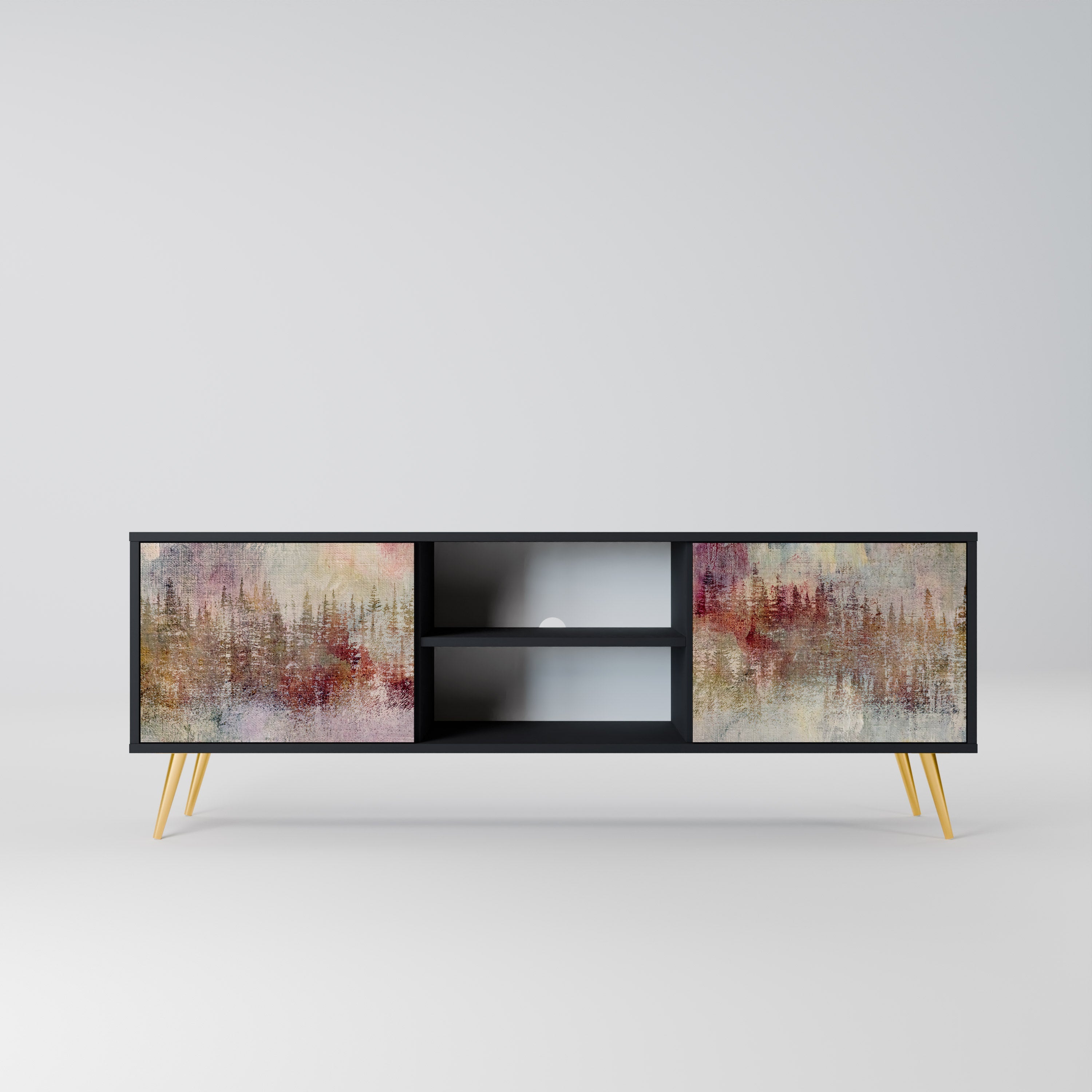 VEILED SUMMIT Móvel de TV com 2 Portas em Acabamento Preto