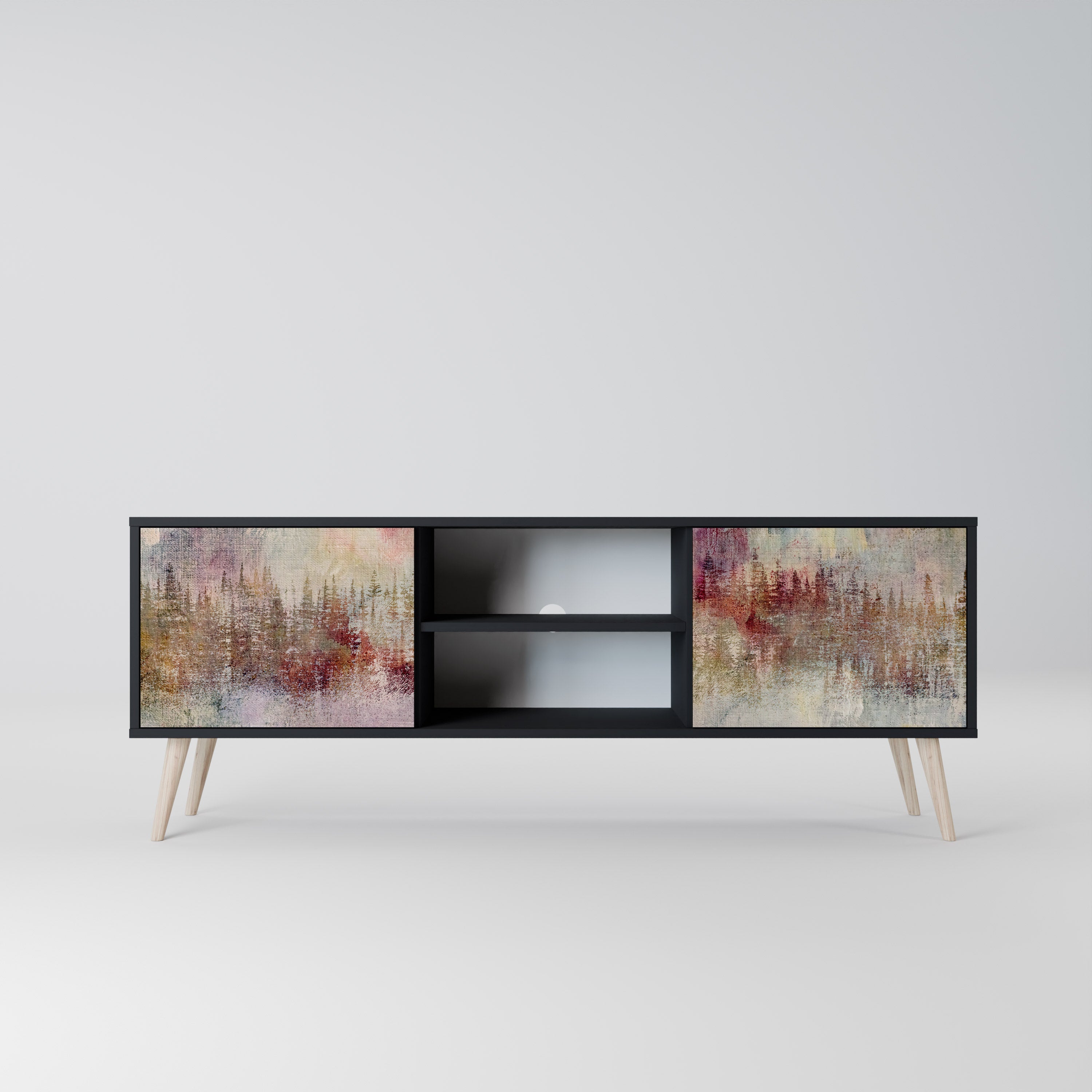 VEILED SUMMIT Móvel de TV com 2 Portas em Acabamento Preto