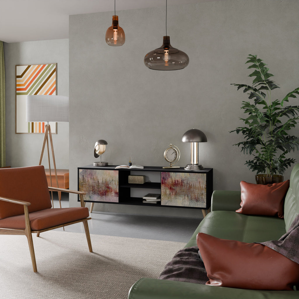 VEILED SUMMIT Móvel de TV com 2 Portas em Acabamento Preto