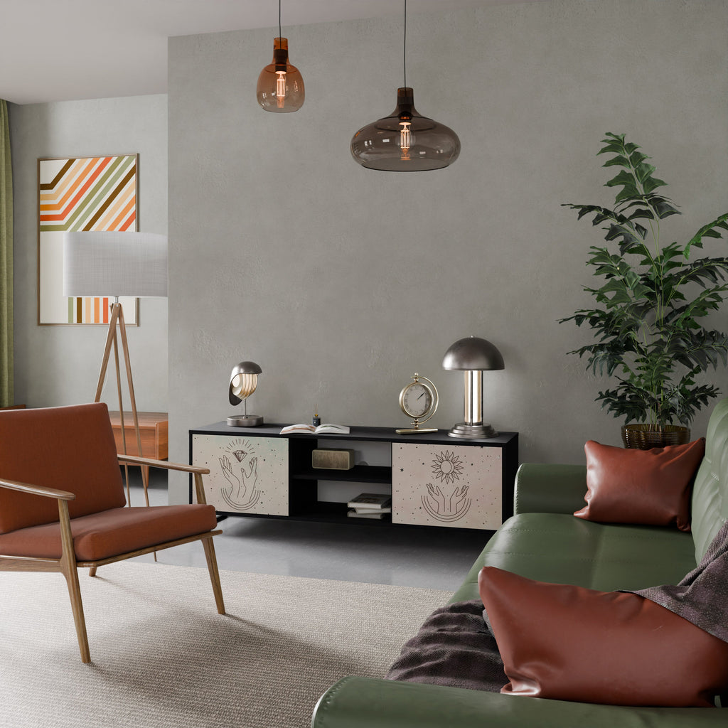 DELICATE BEAUTY Móvel de TV com 2 Portas em Acabamento Preto