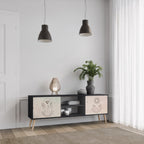 DELICATE BEAUTY Móvel de TV com 2 Portas em Acabamento Preto