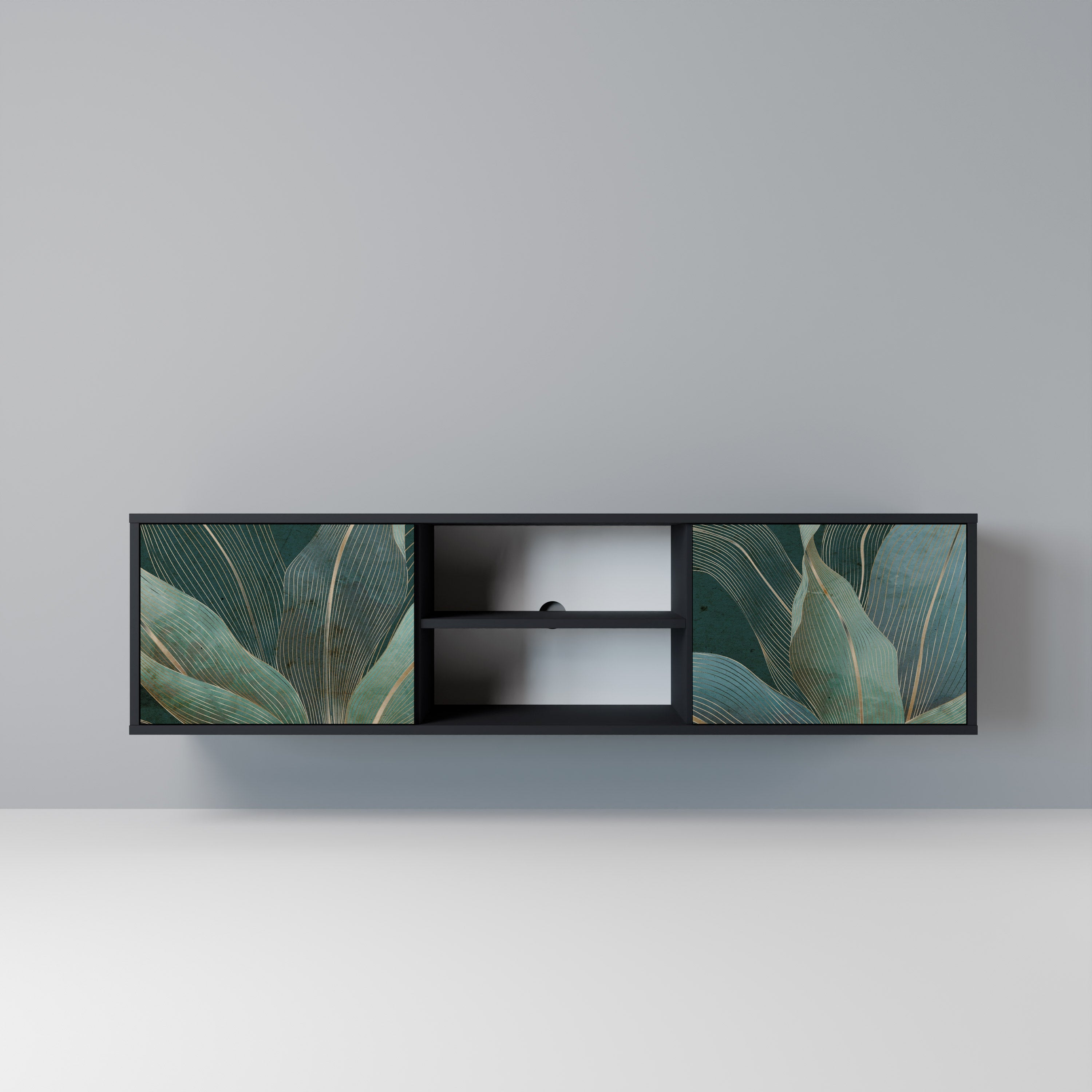 ROYAL GREEN Móvel de TV com 2 Portas em Acabamento Preto