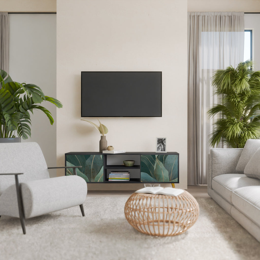 ROYAL GREEN Móvel de TV com 2 Portas em Acabamento Preto