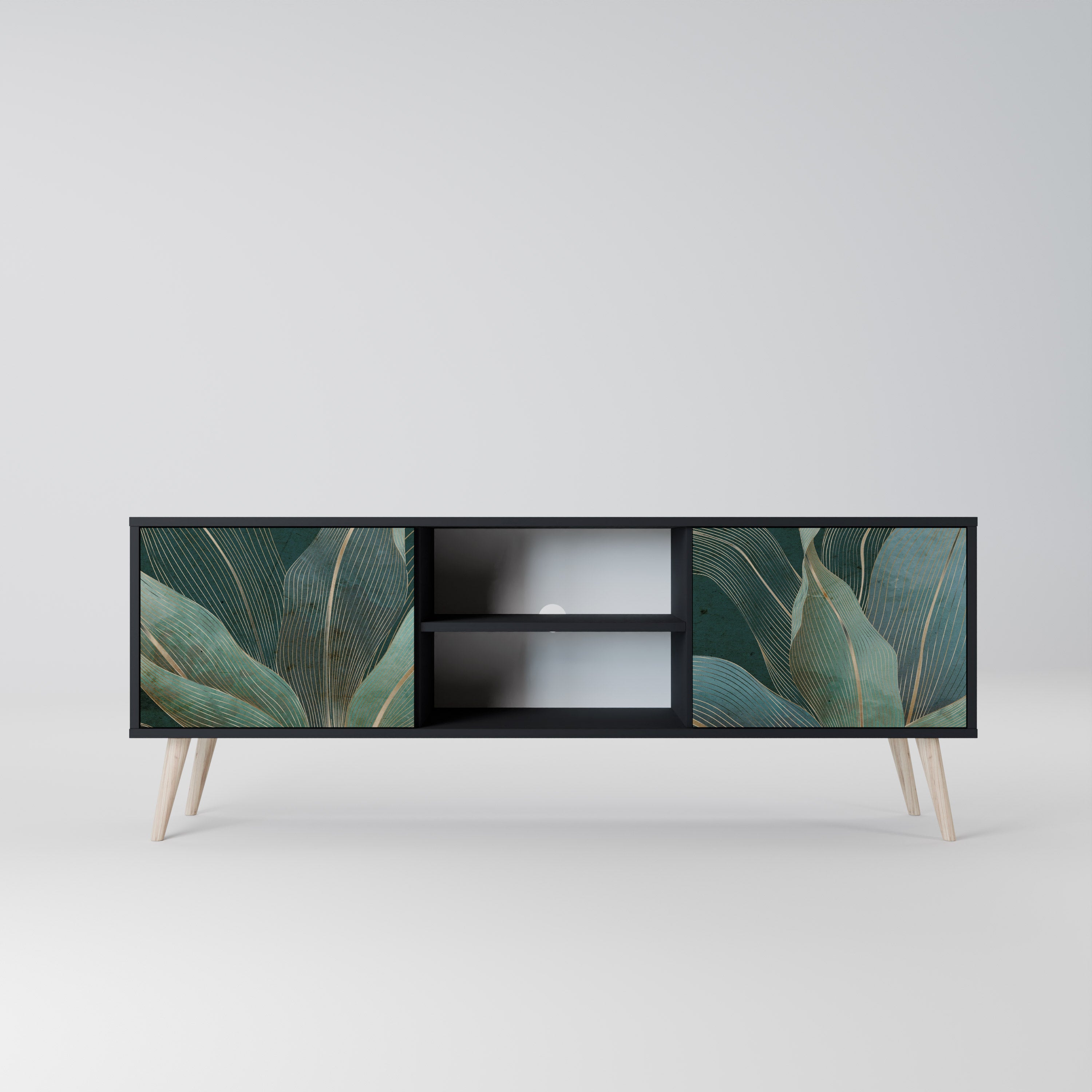 ROYAL GREEN Móvel de TV com 2 Portas em Acabamento Preto