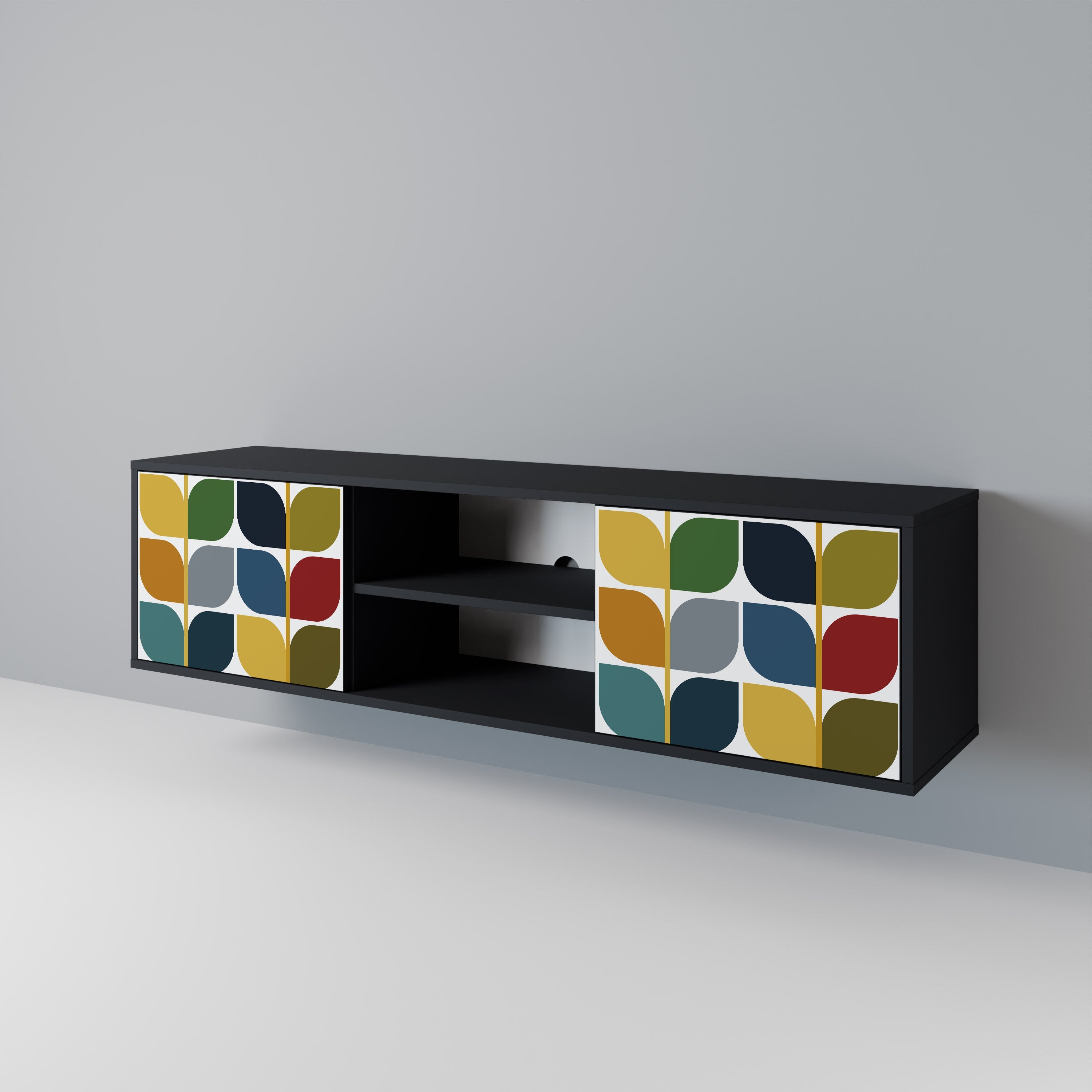 WEIGHTLESS HOURS Móvel de TV com 2 Portas em Acabamento Preto