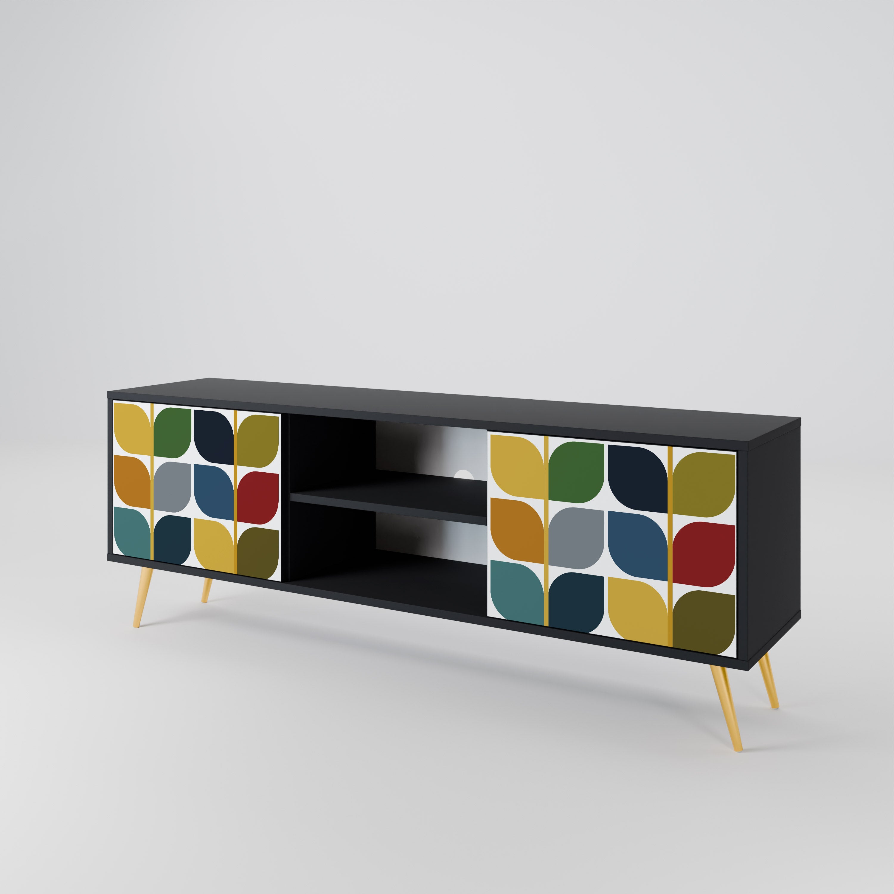 WEIGHTLESS HOURS Móvel de TV com 2 Portas em Acabamento Preto