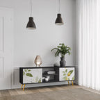 ELEGANT BOTANICS Móvel de TV com 2 Portas em Acabamento Preto