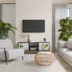 ELEGANT BOTANICS Móvel de TV com 2 Portas em Acabamento Preto