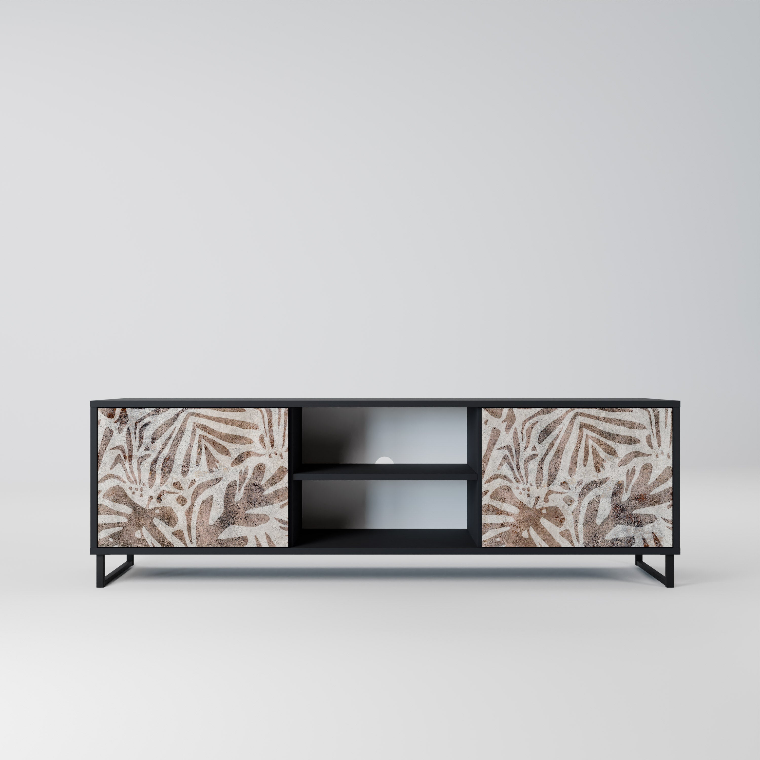 PASSING TIME Móvel de TV com 2 Portas em Acabamento Preto