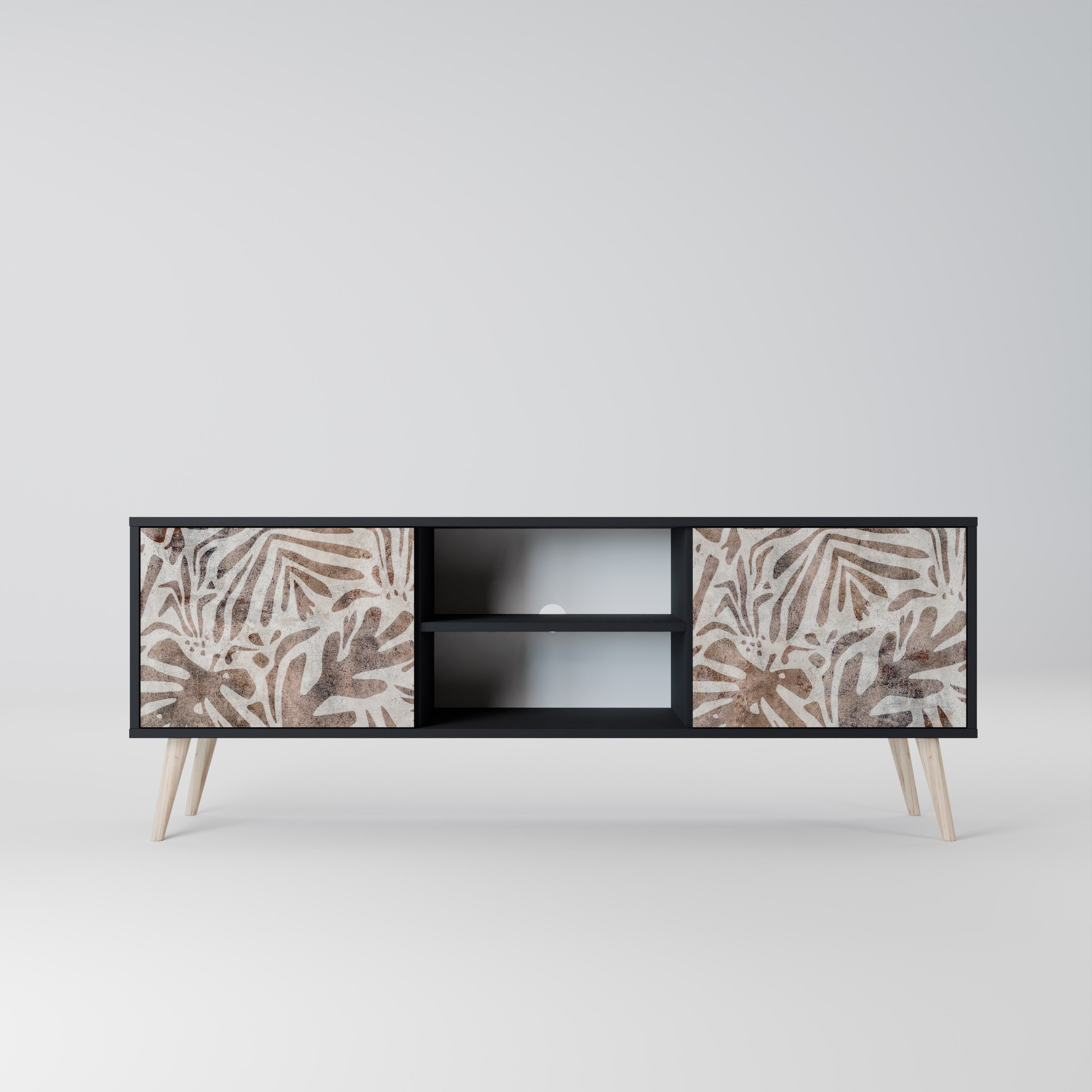 PASSING TIME Móvel de TV com 2 Portas em Acabamento Preto