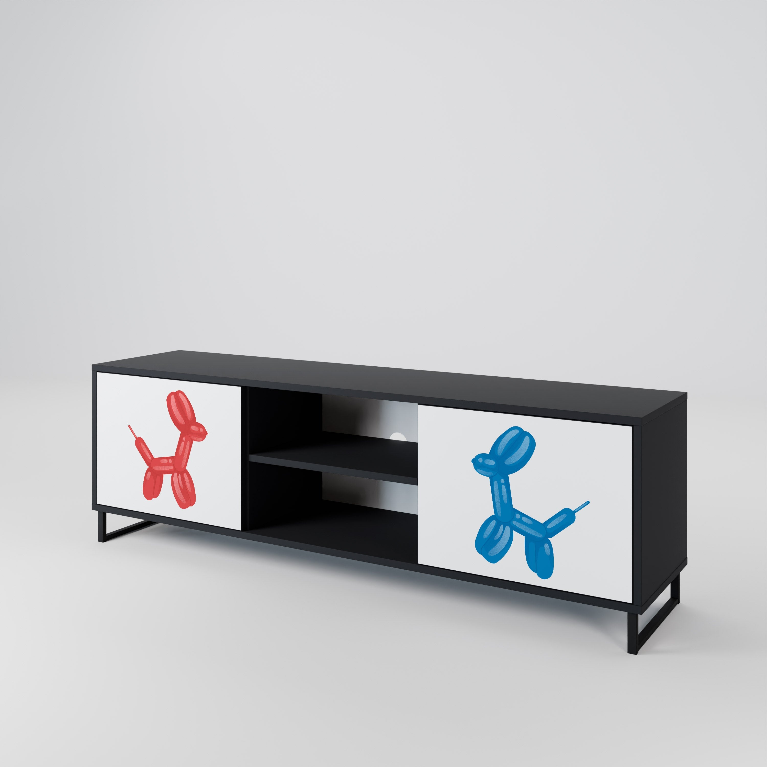 CHILDHOOD MEMORY Móvel de TV com 2 Portas em Acabamento Preto