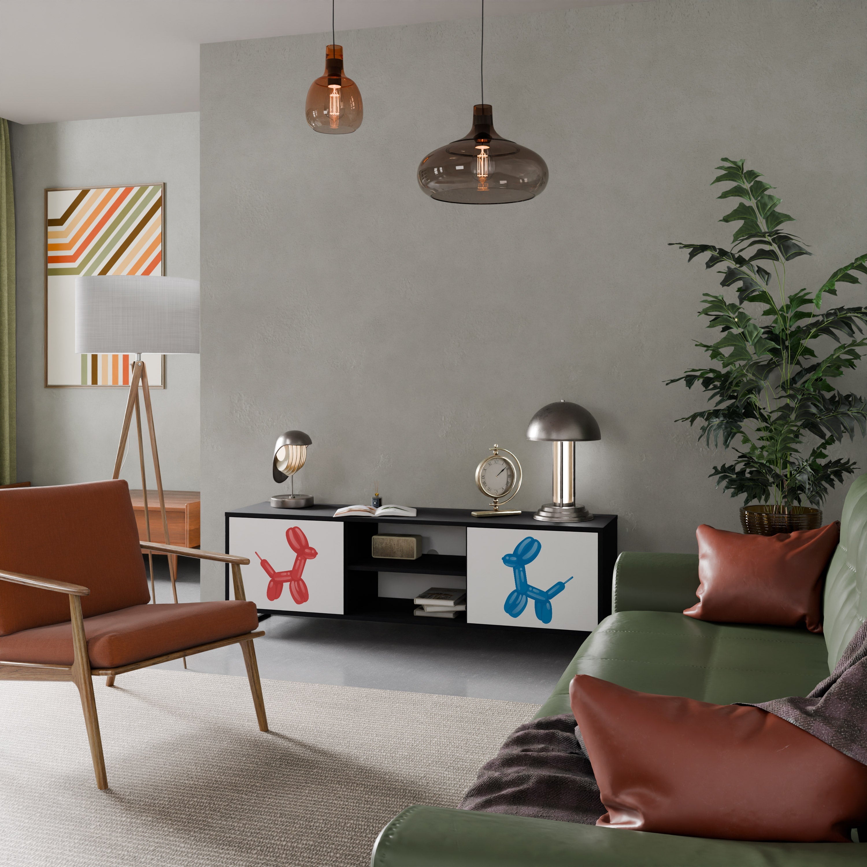 CHILDHOOD MEMORY Móvel de TV com 2 Portas em Acabamento Preto