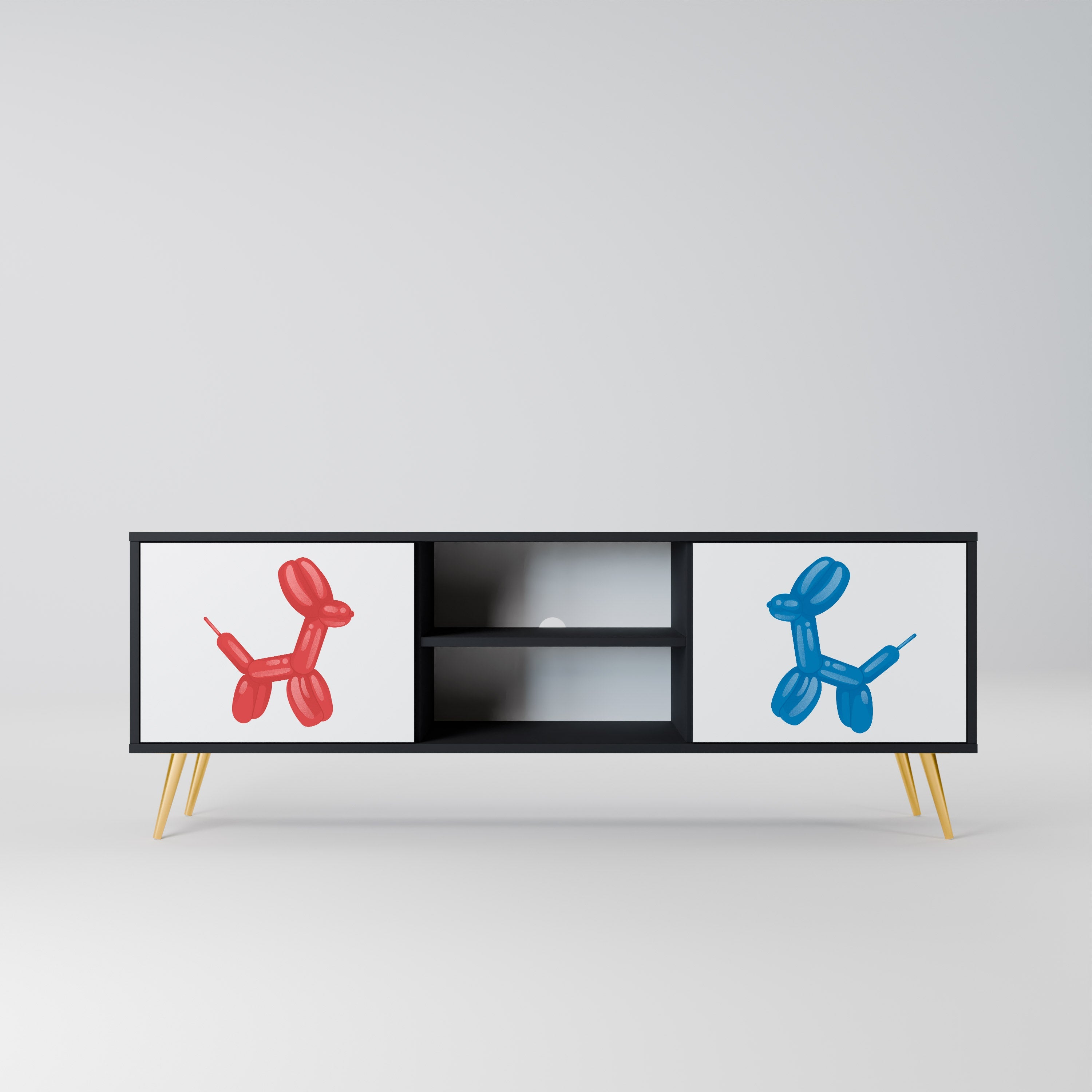 CHILDHOOD MEMORY Móvel de TV com 2 Portas em Acabamento Preto