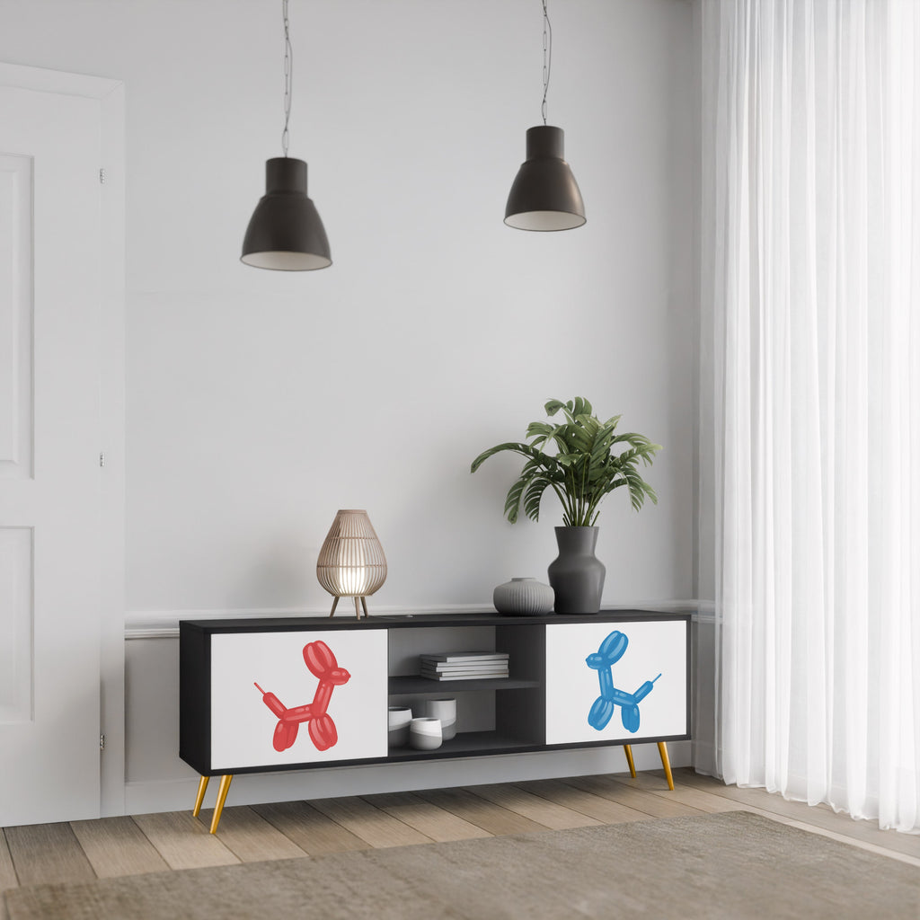 CHILDHOOD MEMORY Móvel de TV com 2 Portas em Acabamento Preto