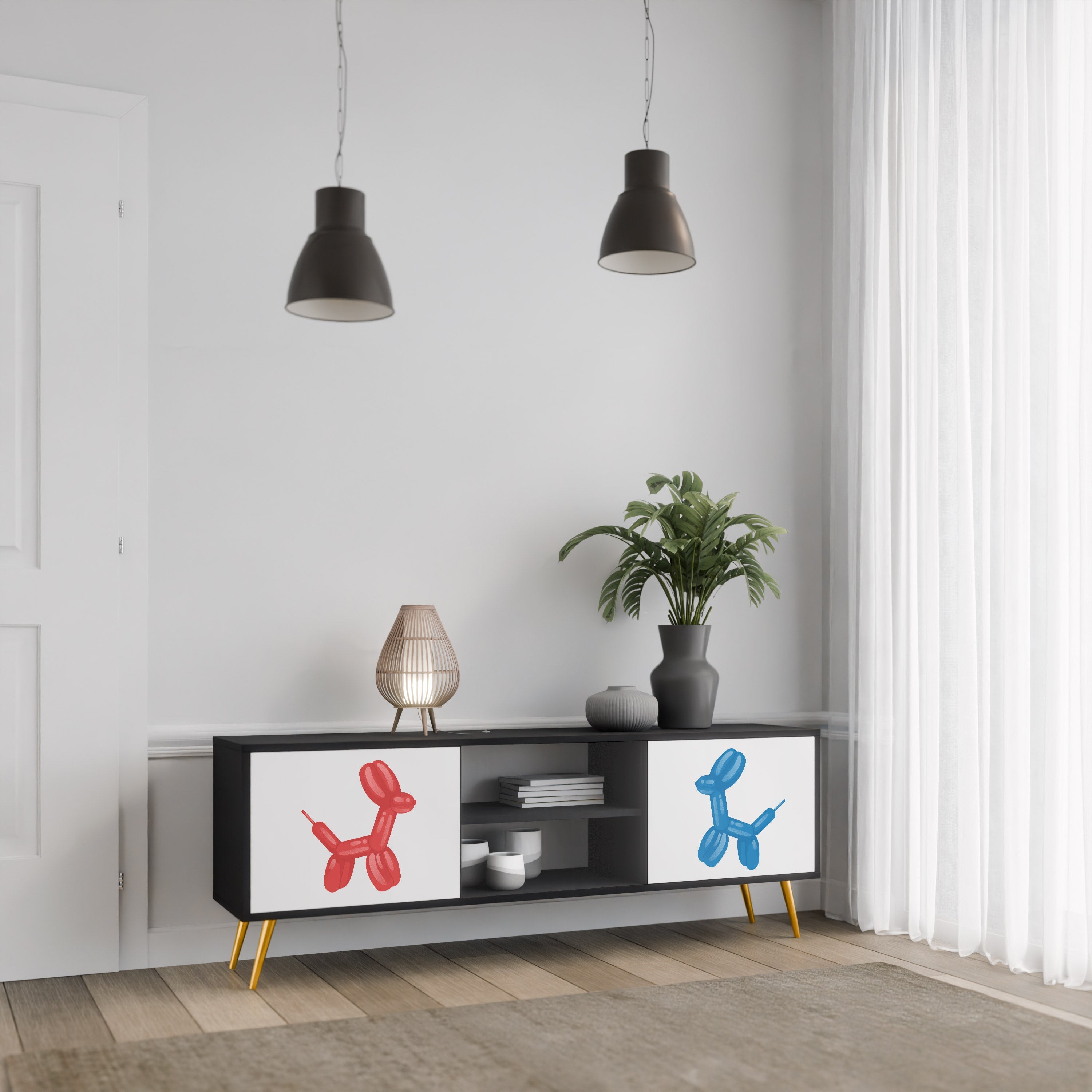 CHILDHOOD MEMORY Móvel de TV com 2 Portas em Acabamento Preto