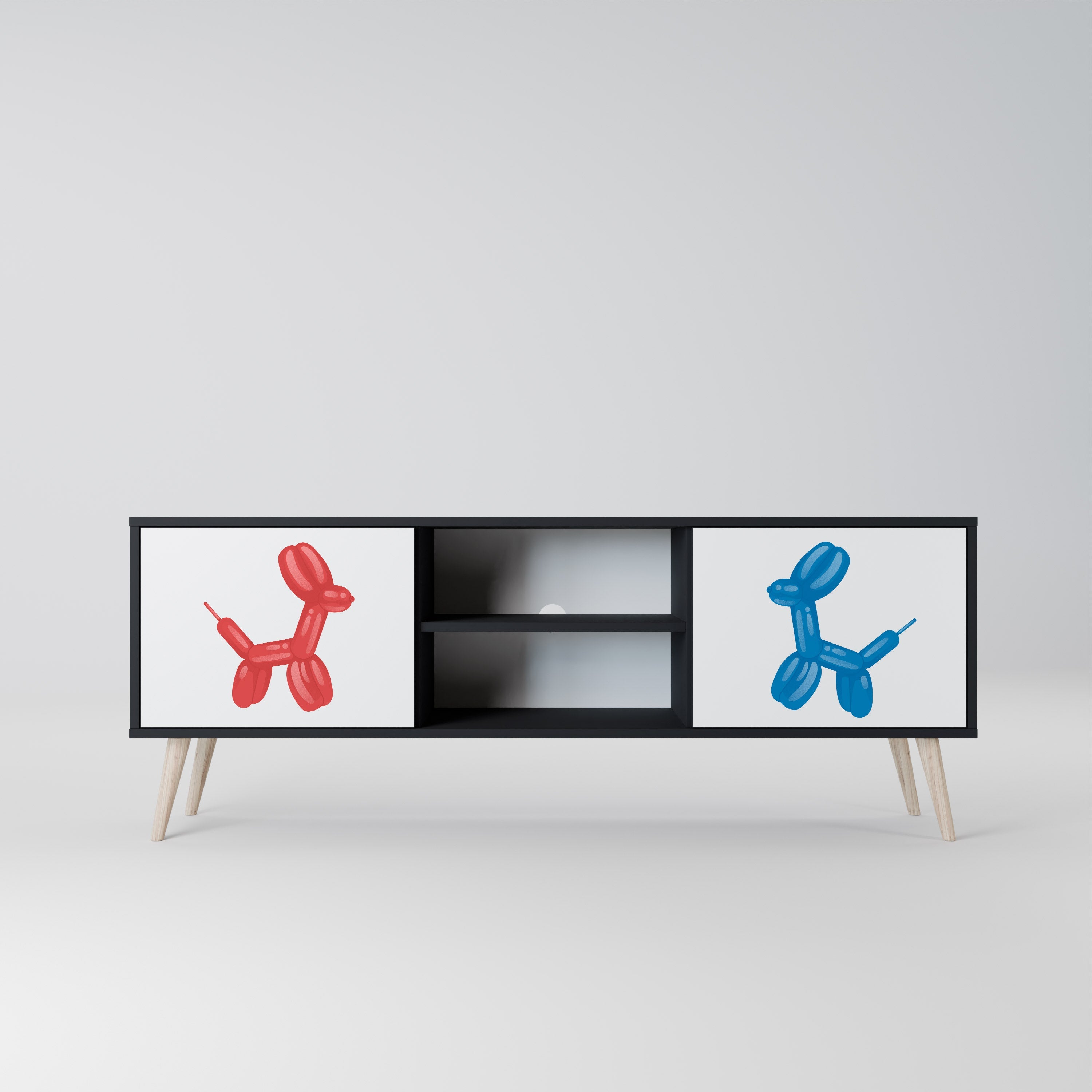 CHILDHOOD MEMORY Móvel de TV com 2 Portas em Acabamento Preto