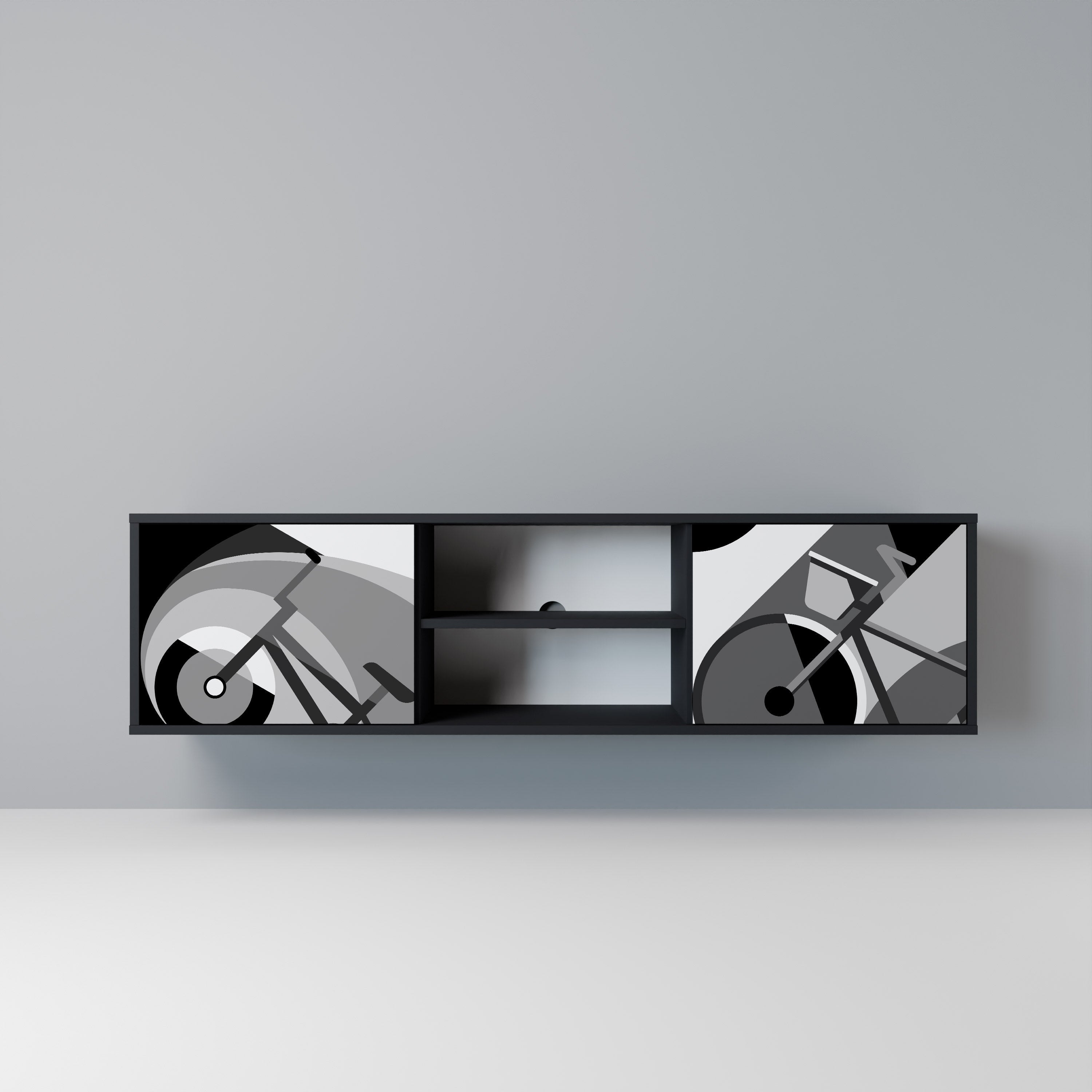 BIKE ENERGY Móvel de TV com 2 Portas em Acabamento Preto