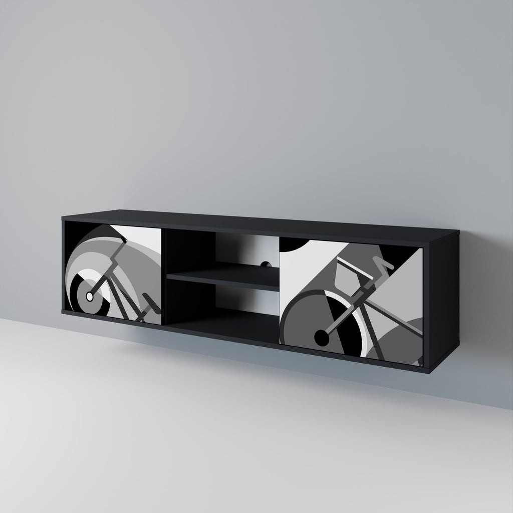 BIKE ENERGY Móvel de TV com 2 Portas em Acabamento Preto