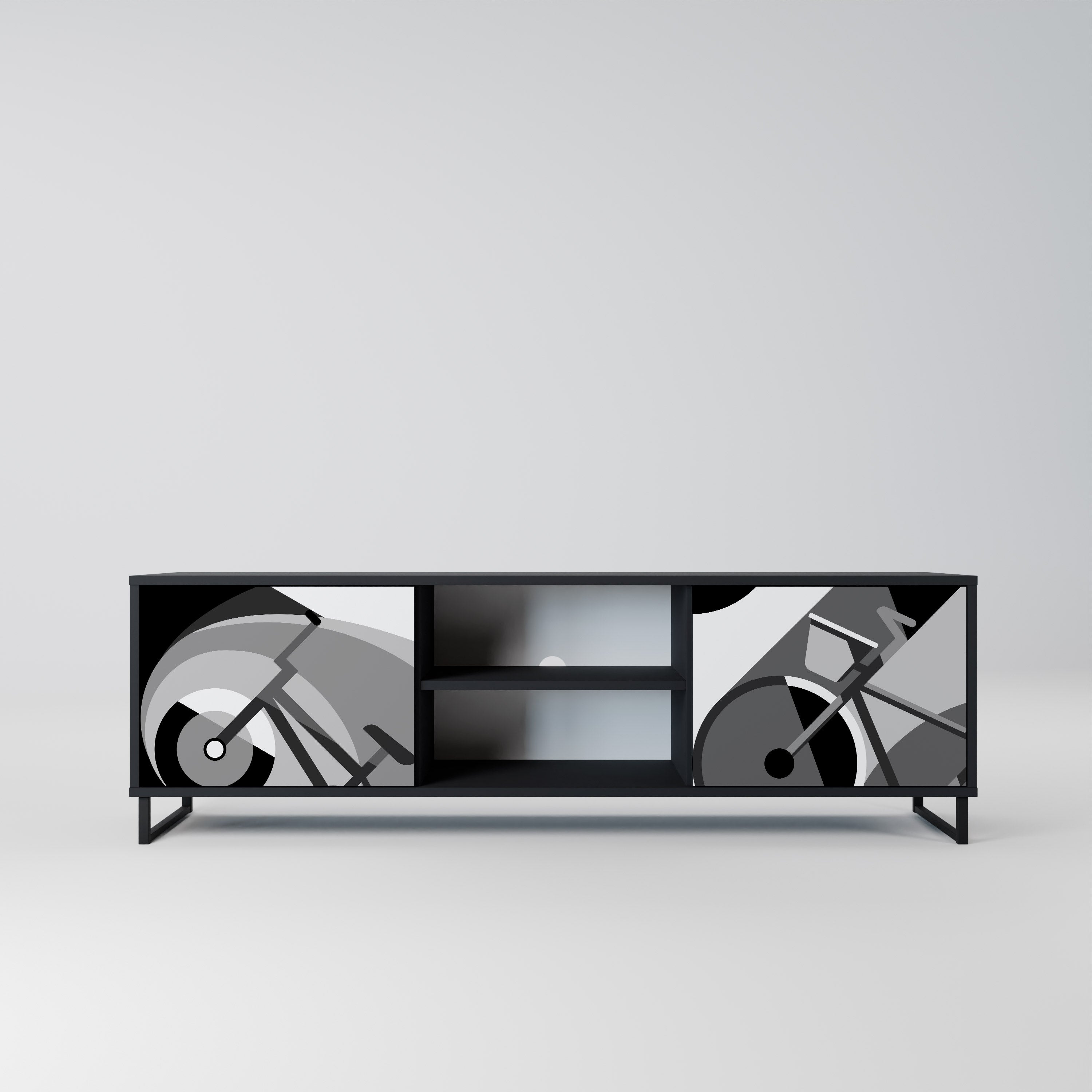 BIKE ENERGY Móvel de TV com 2 Portas em Acabamento Preto