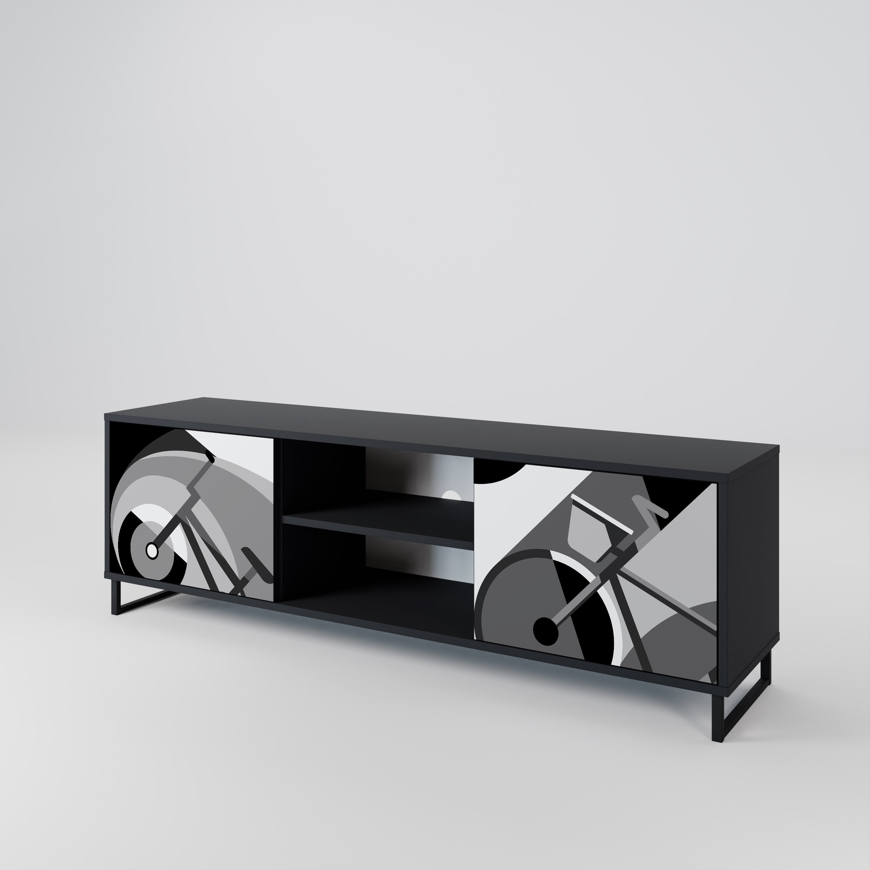 BIKE ENERGY Móvel de TV com 2 Portas em Acabamento Preto