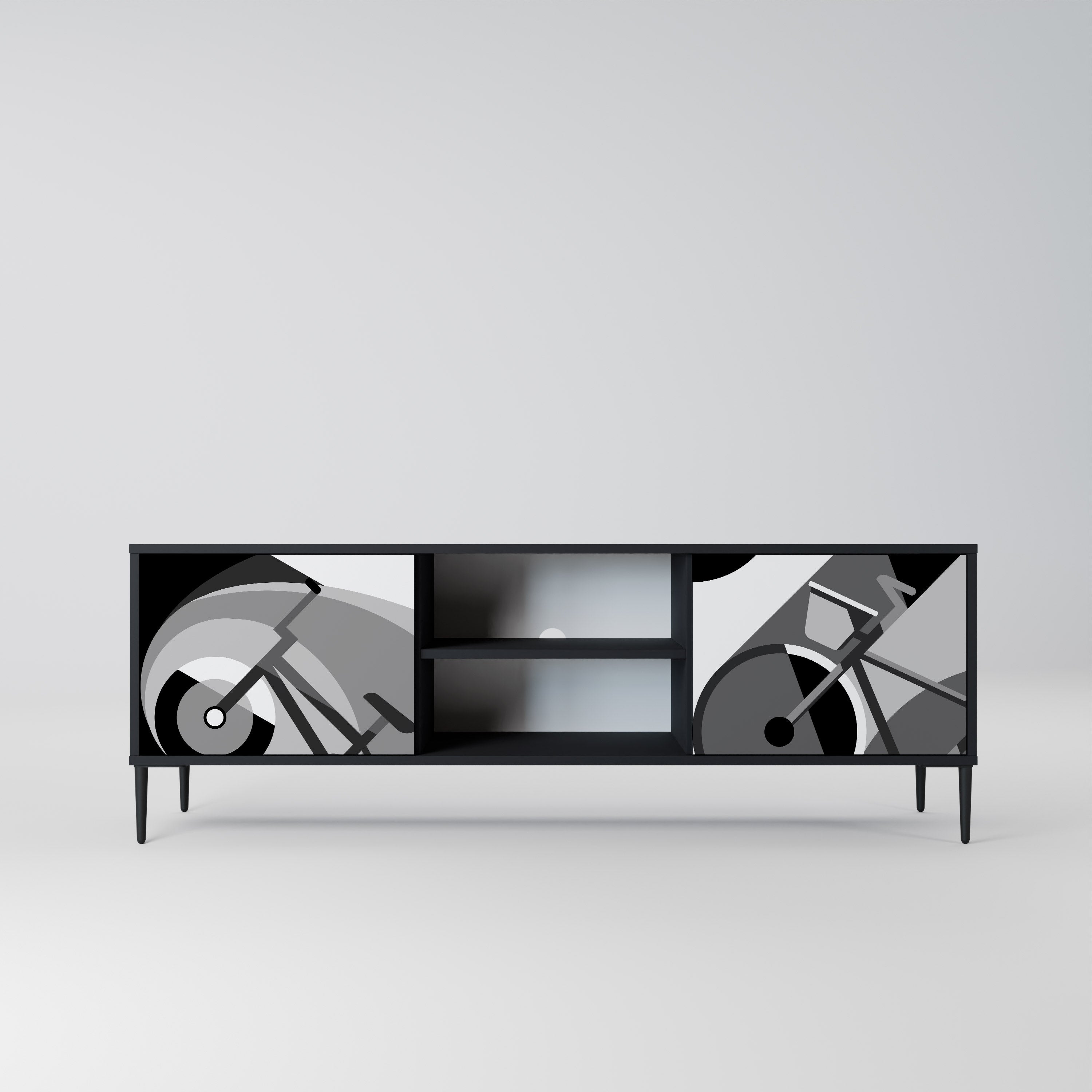BIKE ENERGY Móvel de TV com 2 Portas em Acabamento Preto