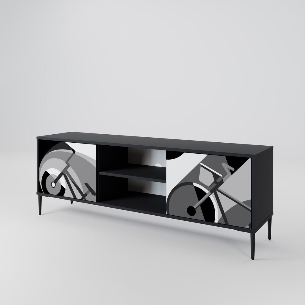 BIKE ENERGY Móvel de TV com 2 Portas em Acabamento Preto