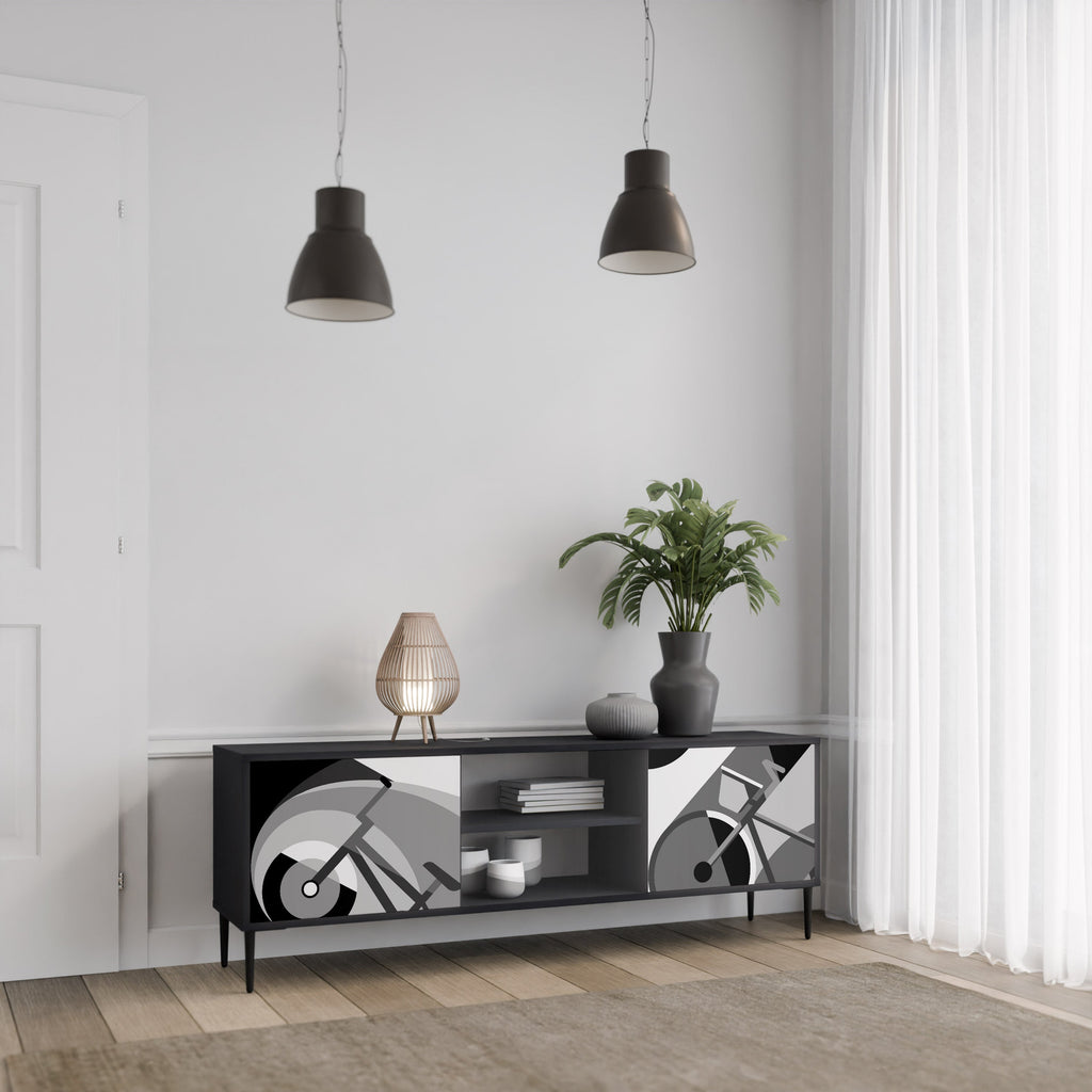 BIKE ENERGY Móvel de TV com 2 Portas em Acabamento Preto