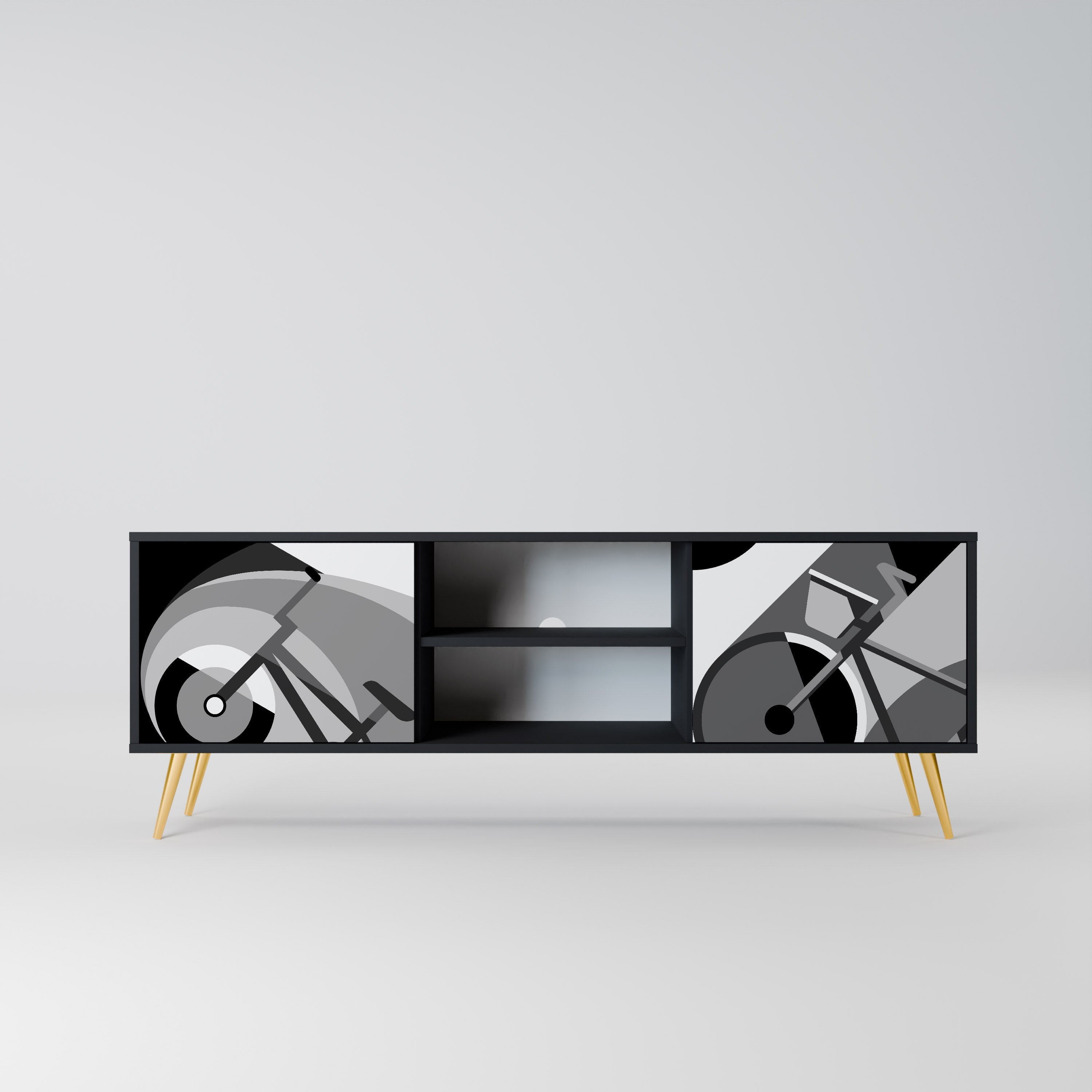 BIKE ENERGY Móvel de TV com 2 Portas em Acabamento Preto