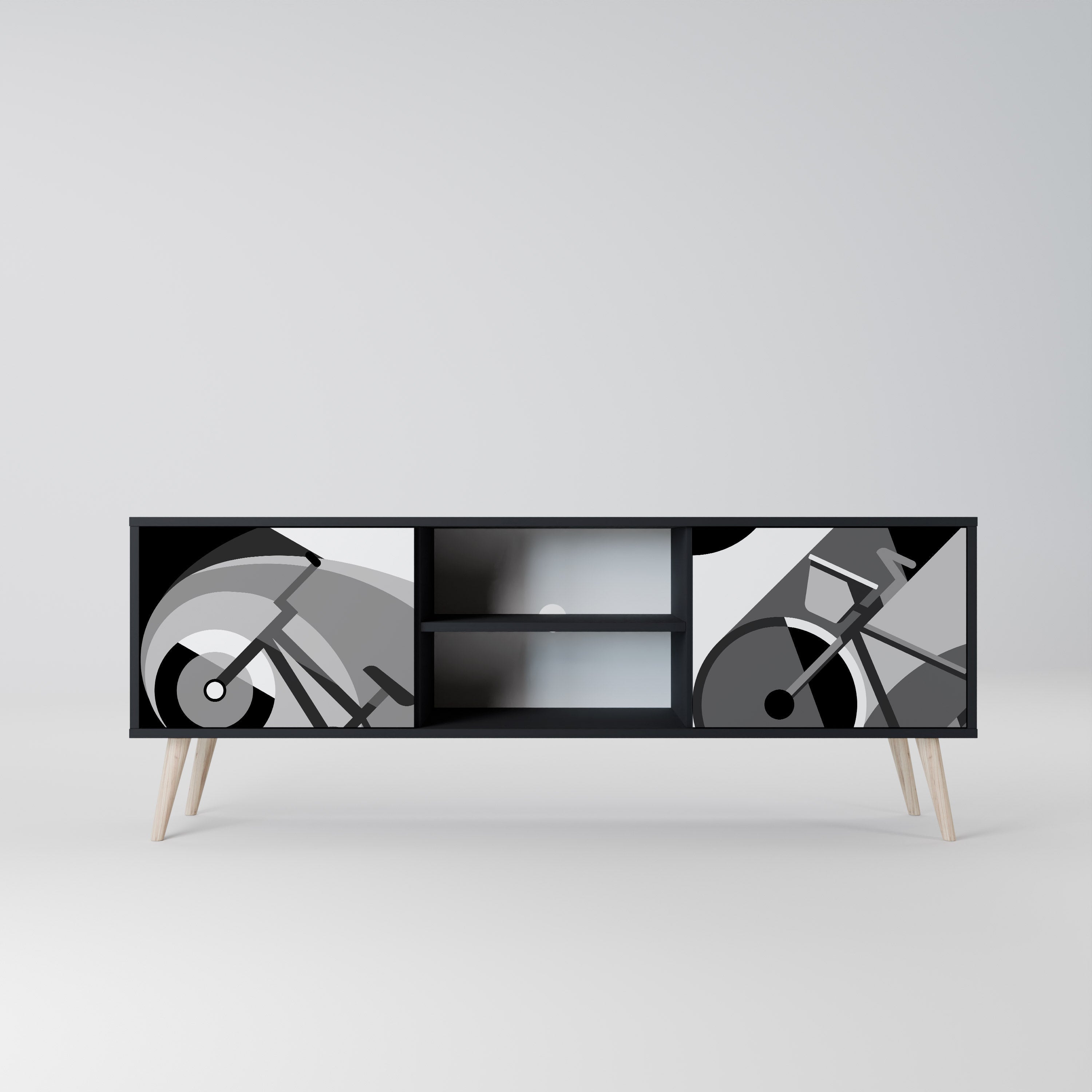 BIKE ENERGY Móvel de TV com 2 Portas em Acabamento Preto