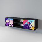 BIKE DREAMS Móvel de TV com 2 Portas em Acabamento Preto