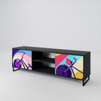 BIKE DREAMS Móvel de TV com 2 Portas em Acabamento Preto