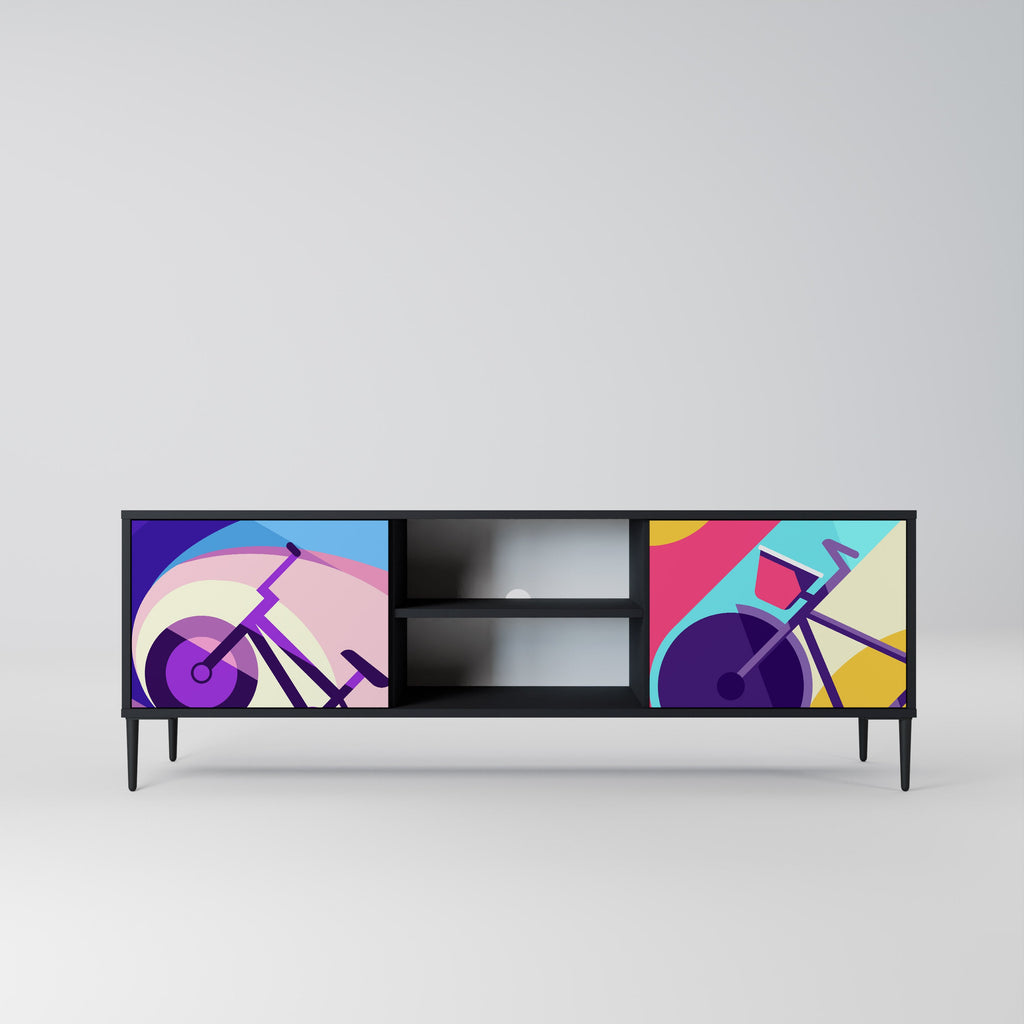 BIKE DREAMS Móvel de TV com 2 Portas em Acabamento Preto