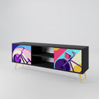 BIKE DREAMS Móvel de TV com 2 Portas em Acabamento Preto