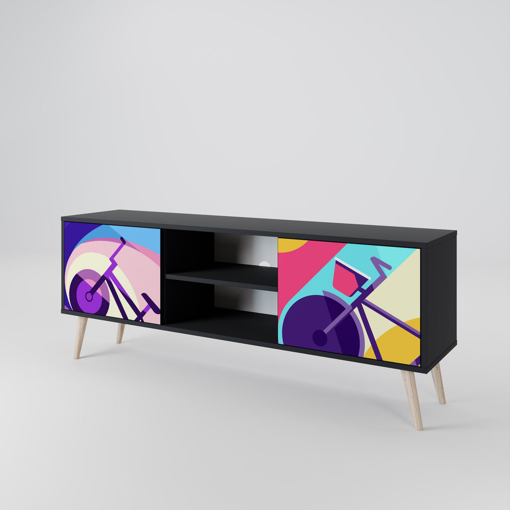 BIKE DREAMS Móvel de TV com 2 Portas em Acabamento Preto