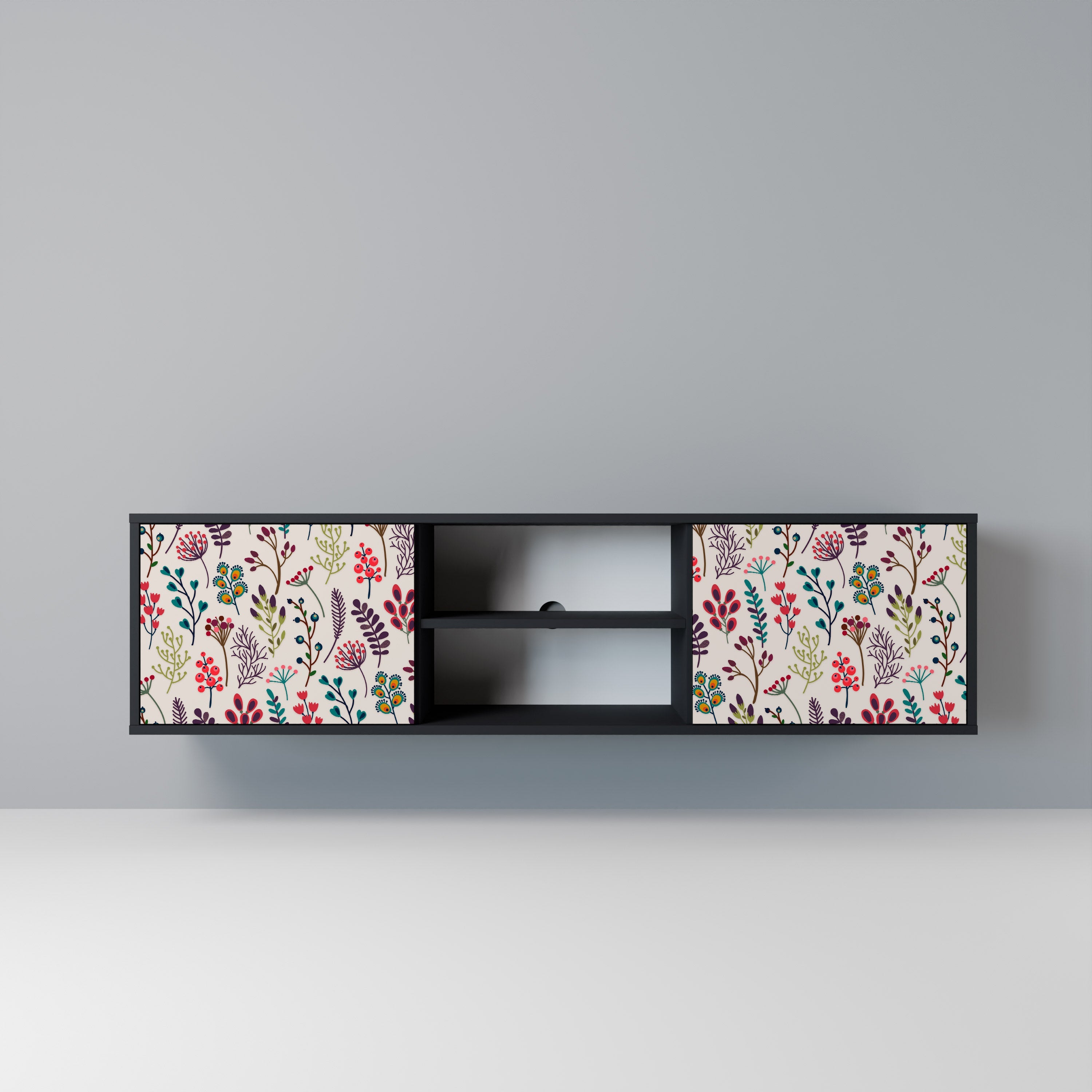 AUTUMN SUNDRIES Móvel de TV com 2 Portas em Acabamento Preto