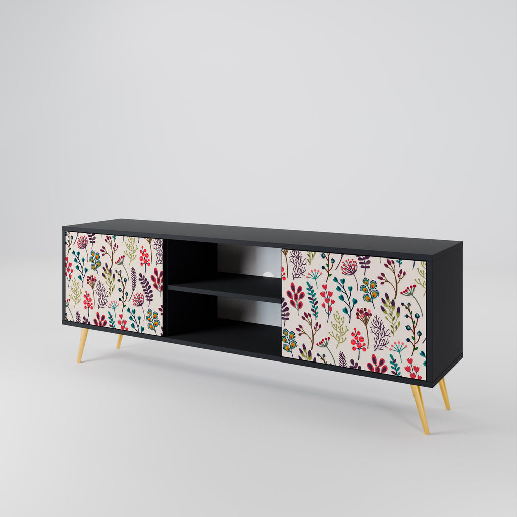 AUTUMN SUNDRIES Móvel de TV com 2 Portas em Acabamento Preto