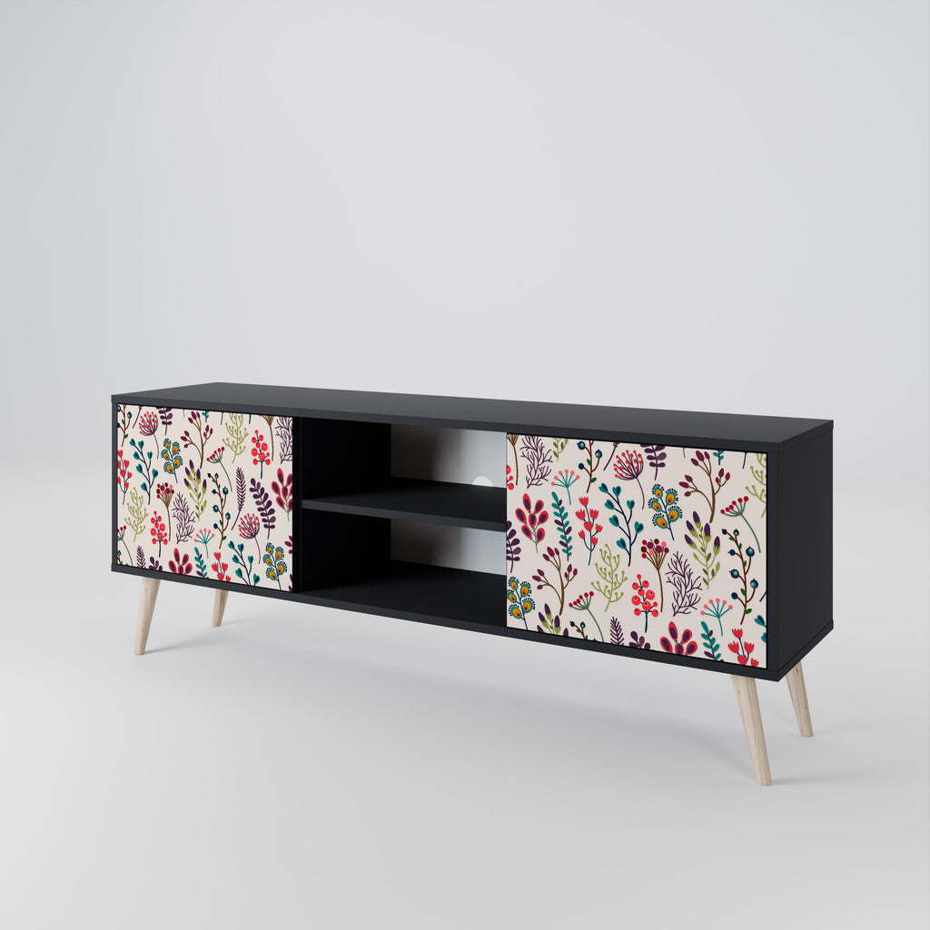 AUTUMN SUNDRIES Móvel de TV com 2 Portas em Acabamento Preto