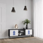 POLISH FOLK ART Móvel de TV com 2 Portas em Acabamento Preto