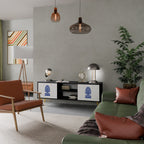 POLISH FOLK ART Móvel de TV com 2 Portas em Acabamento Preto