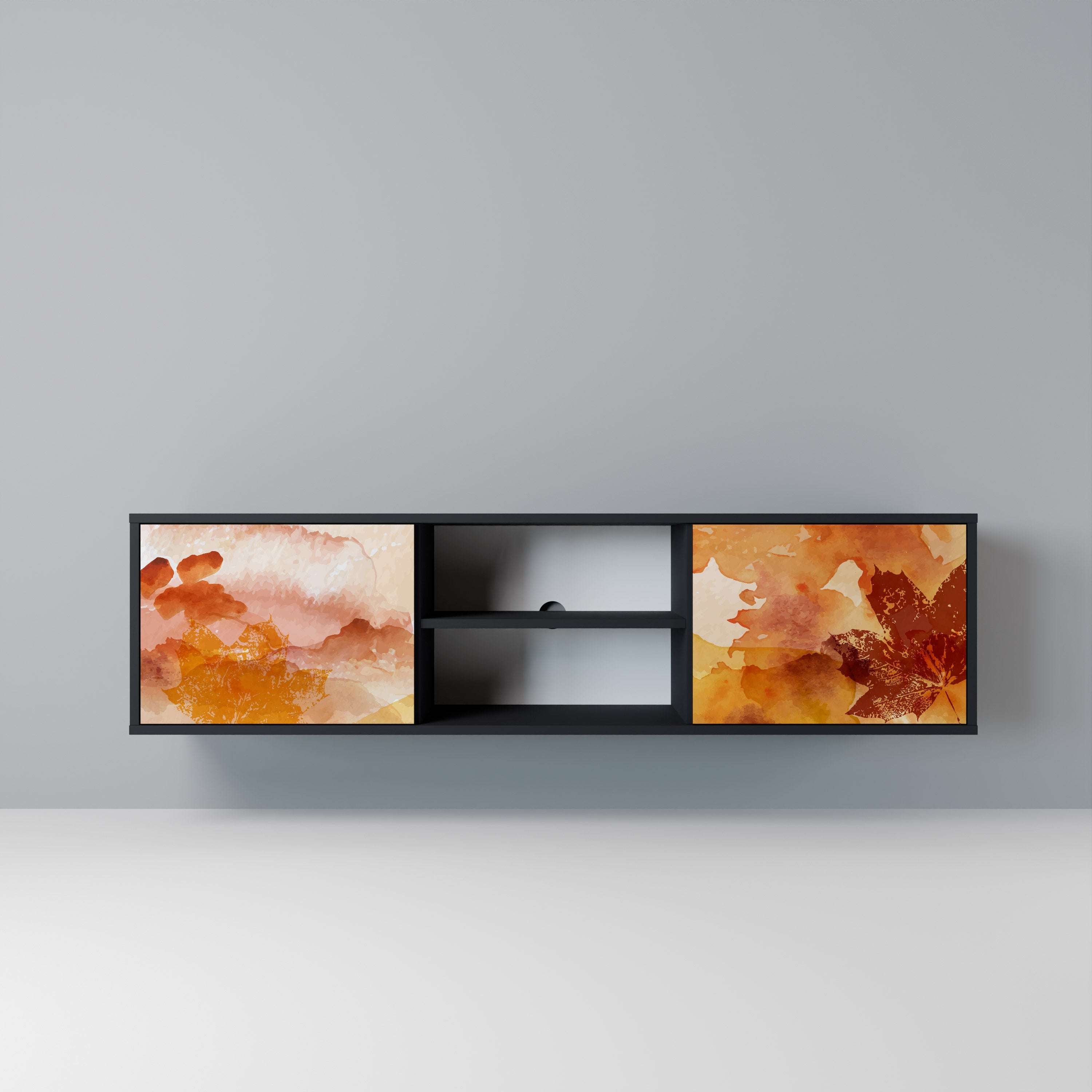 TRACES OF AUTUMN Móvel de TV com 2 Portas em Acabamento Preto