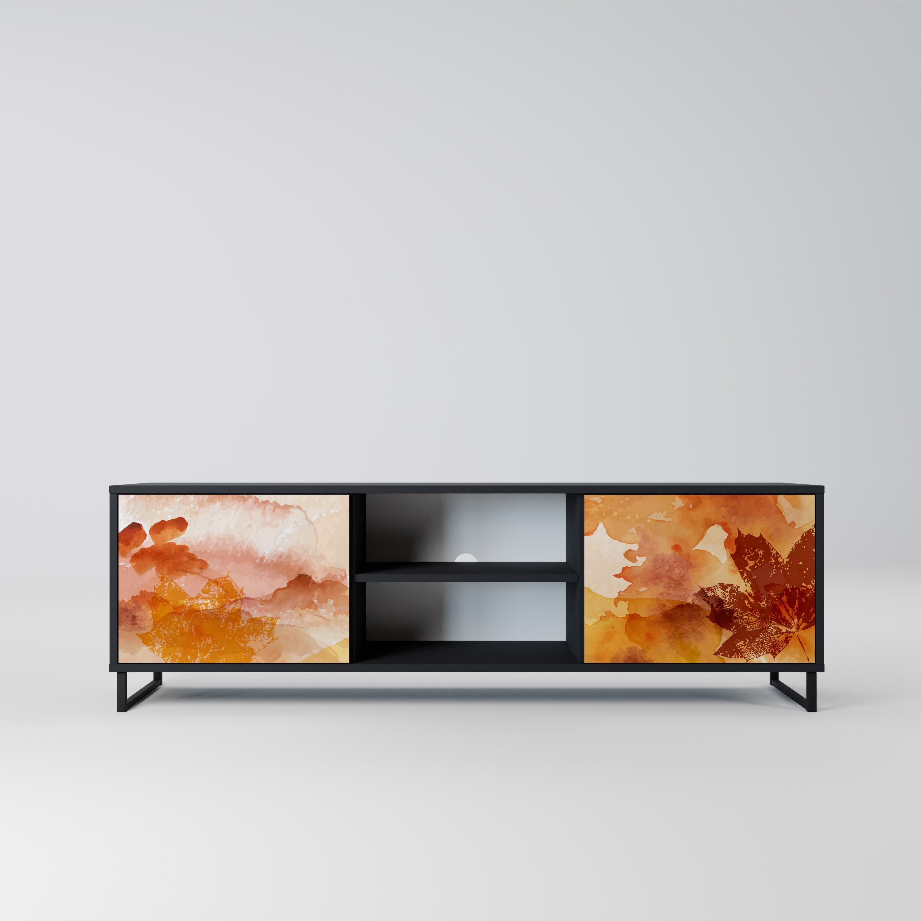 TRACES OF AUTUMN Móvel de TV com 2 Portas em Acabamento Preto
