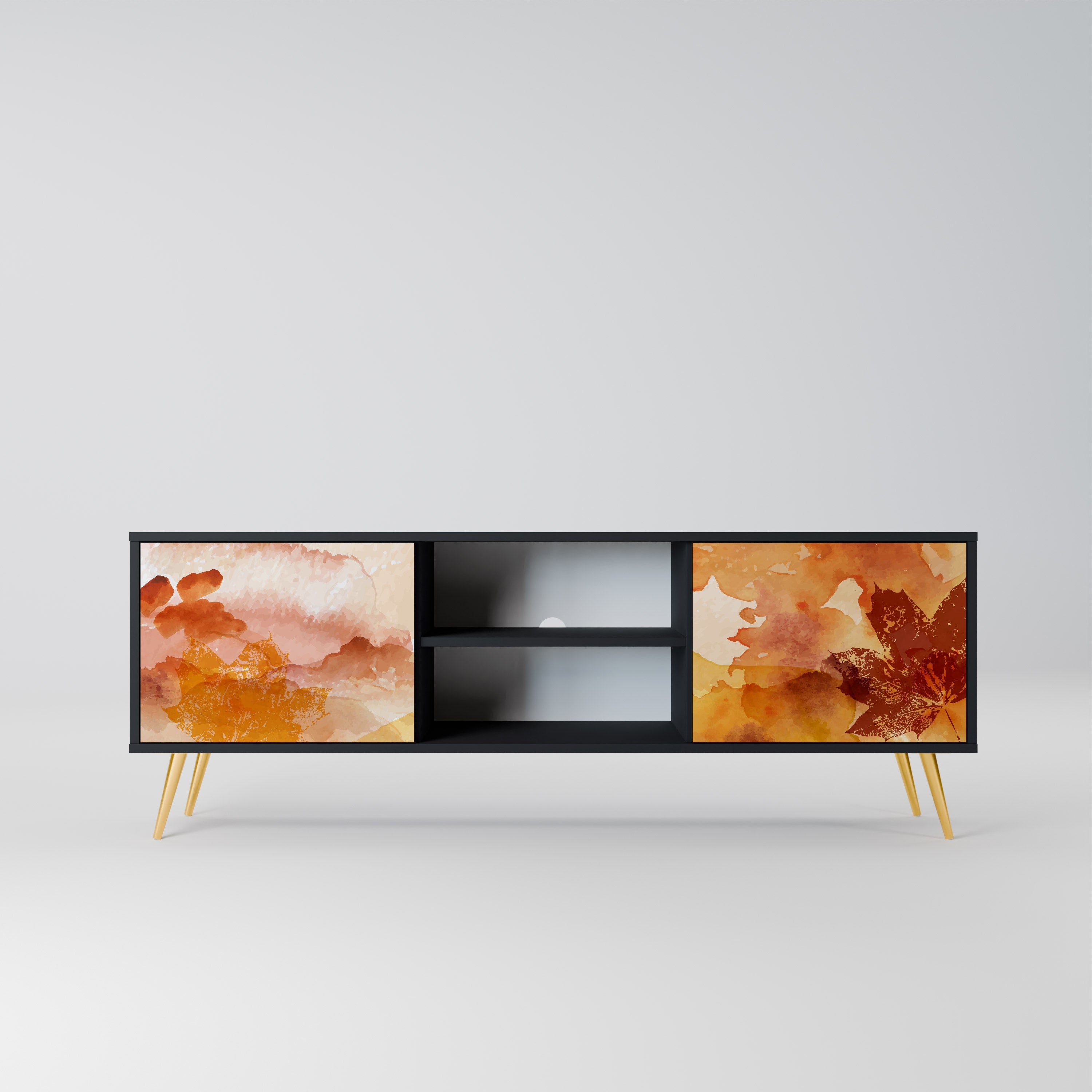 TRACES OF AUTUMN Móvel de TV com 2 Portas em Acabamento Preto